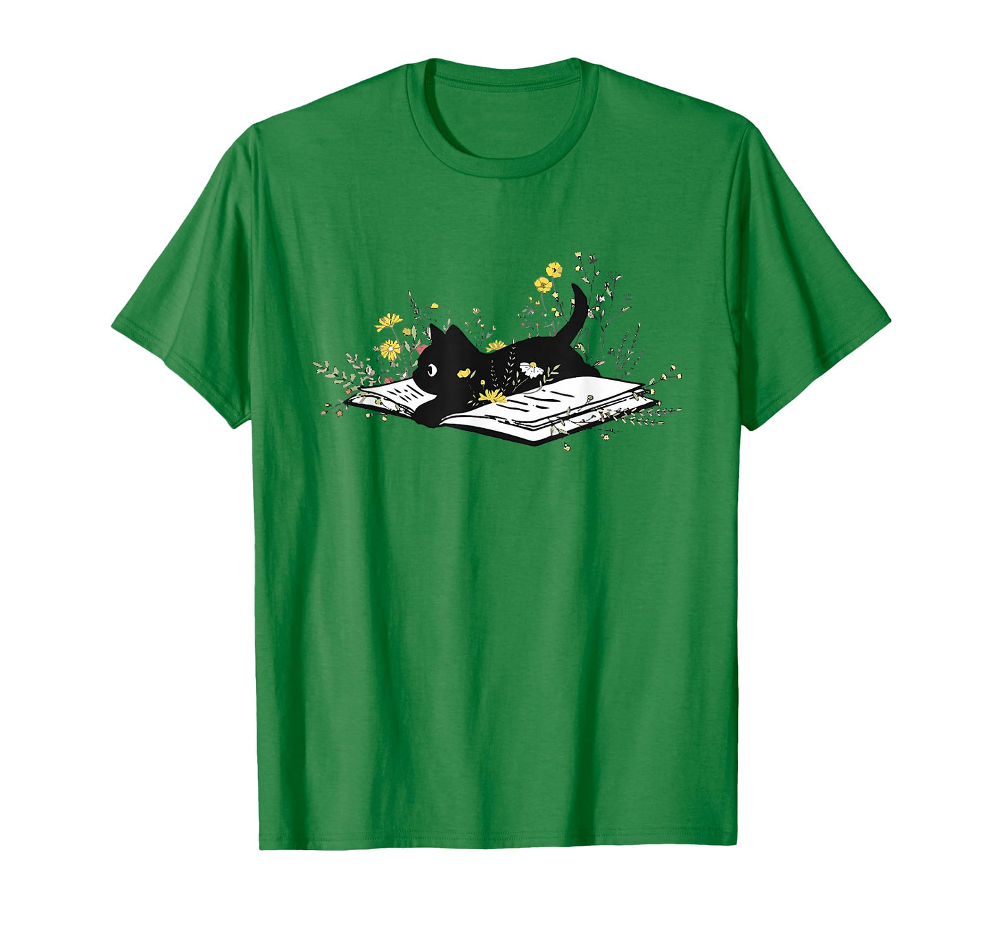 Cute Book Black Cat Book Lover Floral Teacher Life Women T-Shirt