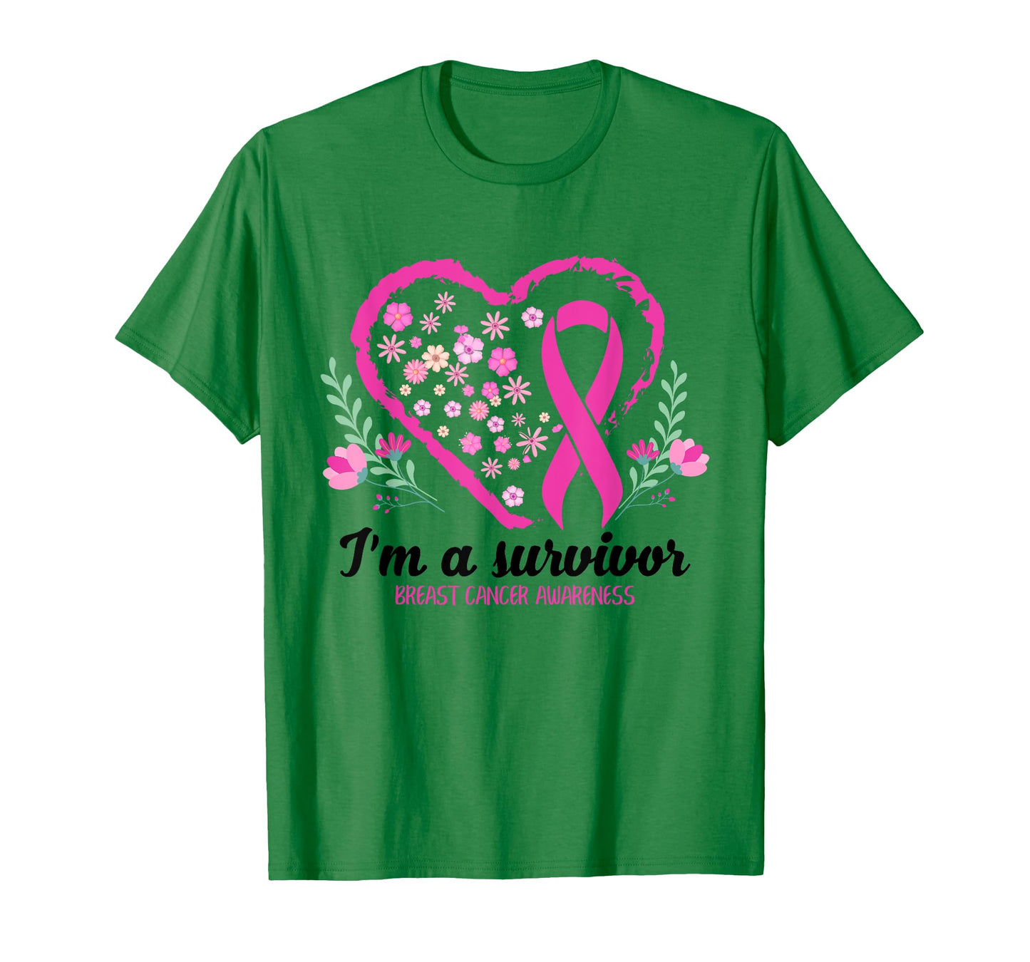 I'm A Survivor Breast Cancer Awareness Pink Ribbon Heart T-Shirt