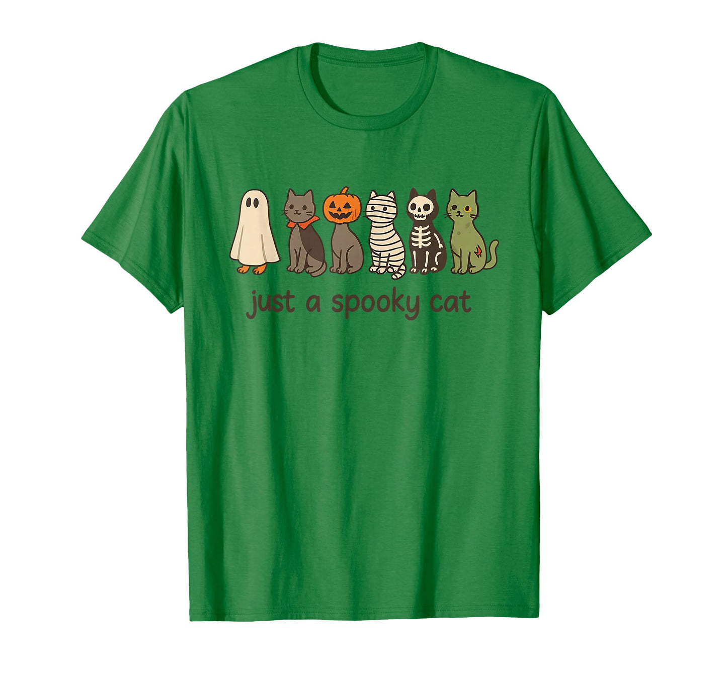 Cute Halloween Cat Ghost Pumpkin Skeleton Just Spokky Cat T-Shirt