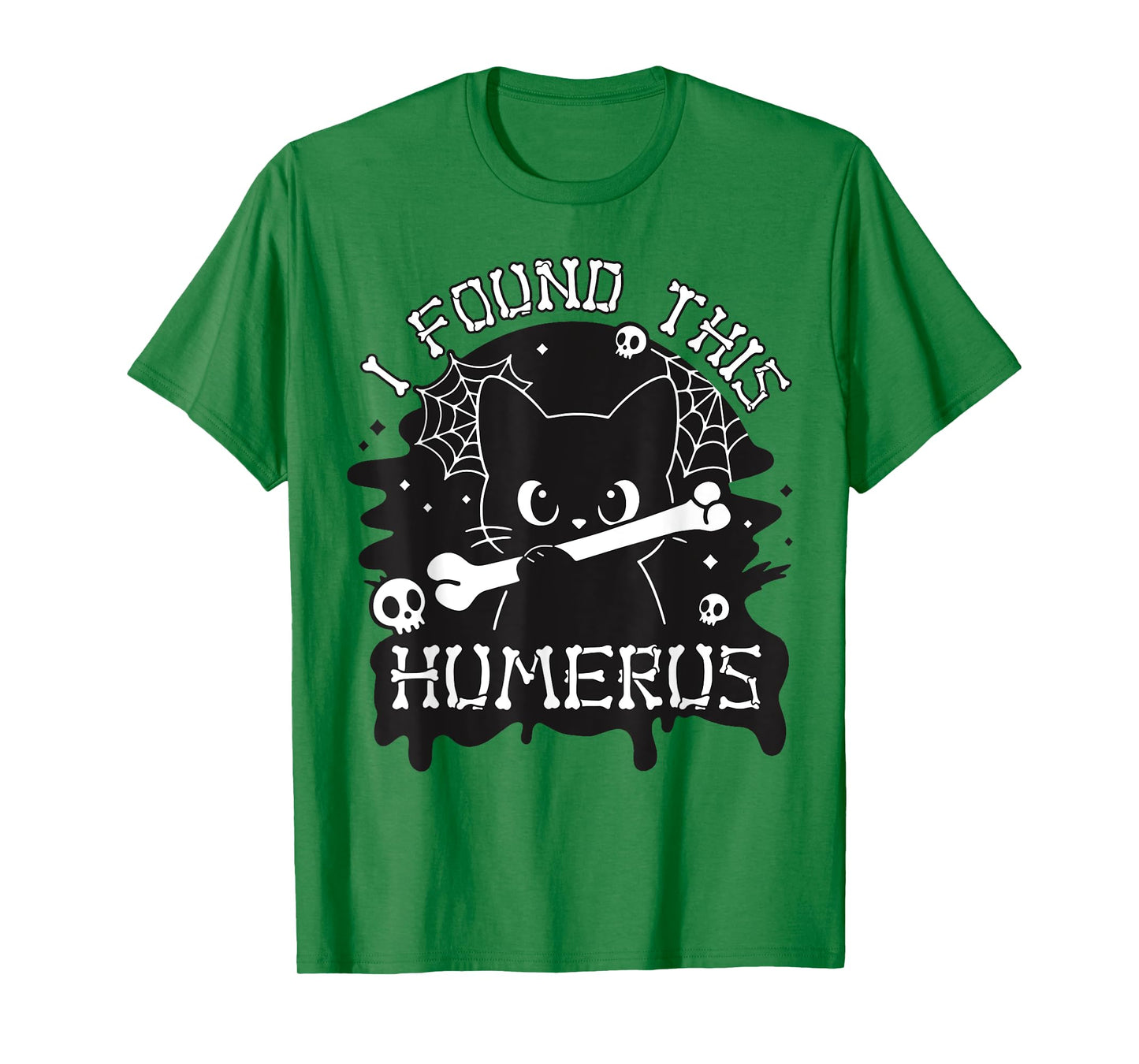 I Found This Humerus Funny Cat with Bone Halloween T-Shirt