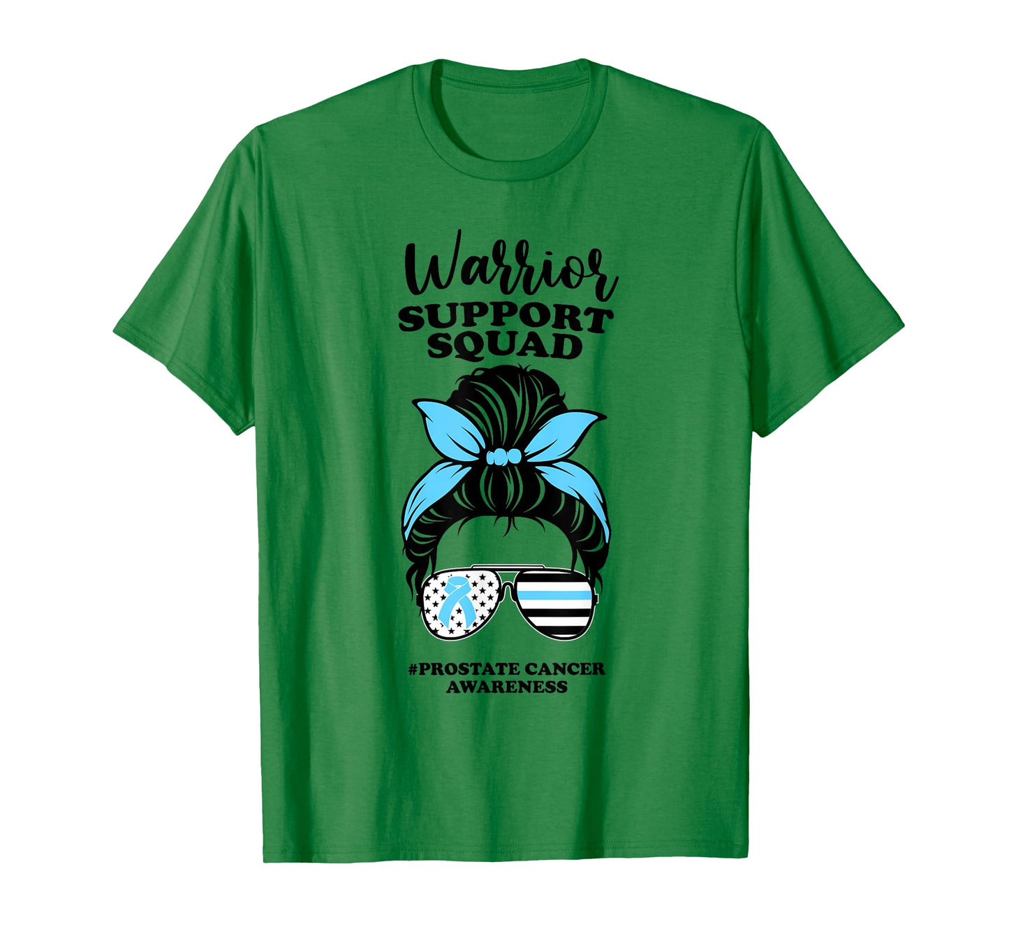 Prostate Cancer Awareness Ribbon Messy Bun Support Squad T-Shirt