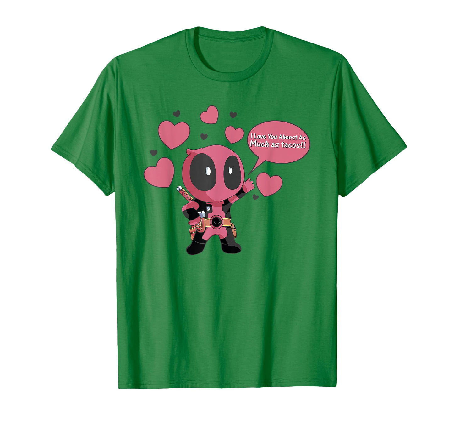 Marvel Deadpool Chibi Taco Love Valentine's Graphic T-Shirt T-Shirt