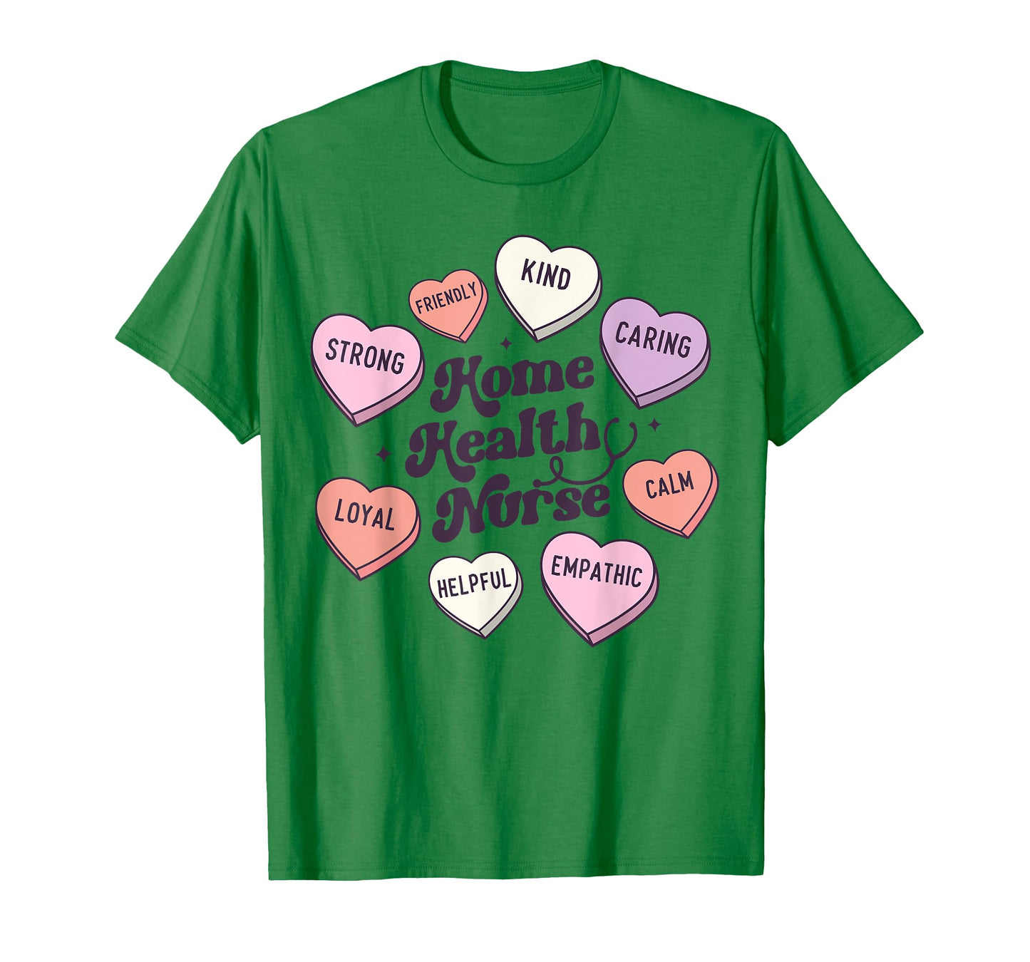 Home Health Nurse Groovy Medical Valentines Day Retro Hearts T-Shirt