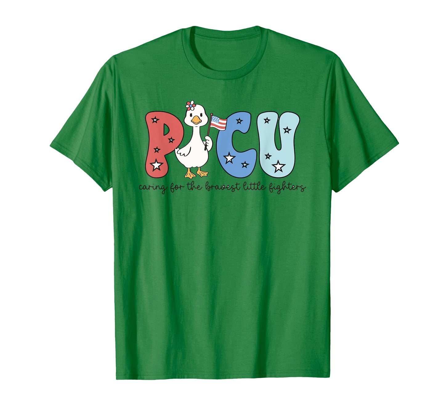 PICU Caring For The Bravest Little Fighters Nurse 4th July T-Shirt