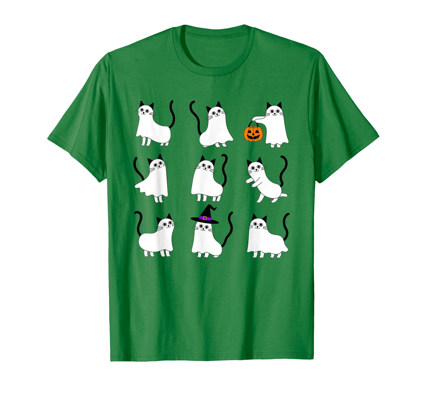 Cute Ghost Cat Funny Halloween Outfit Costumes Black Cat T-Shirt