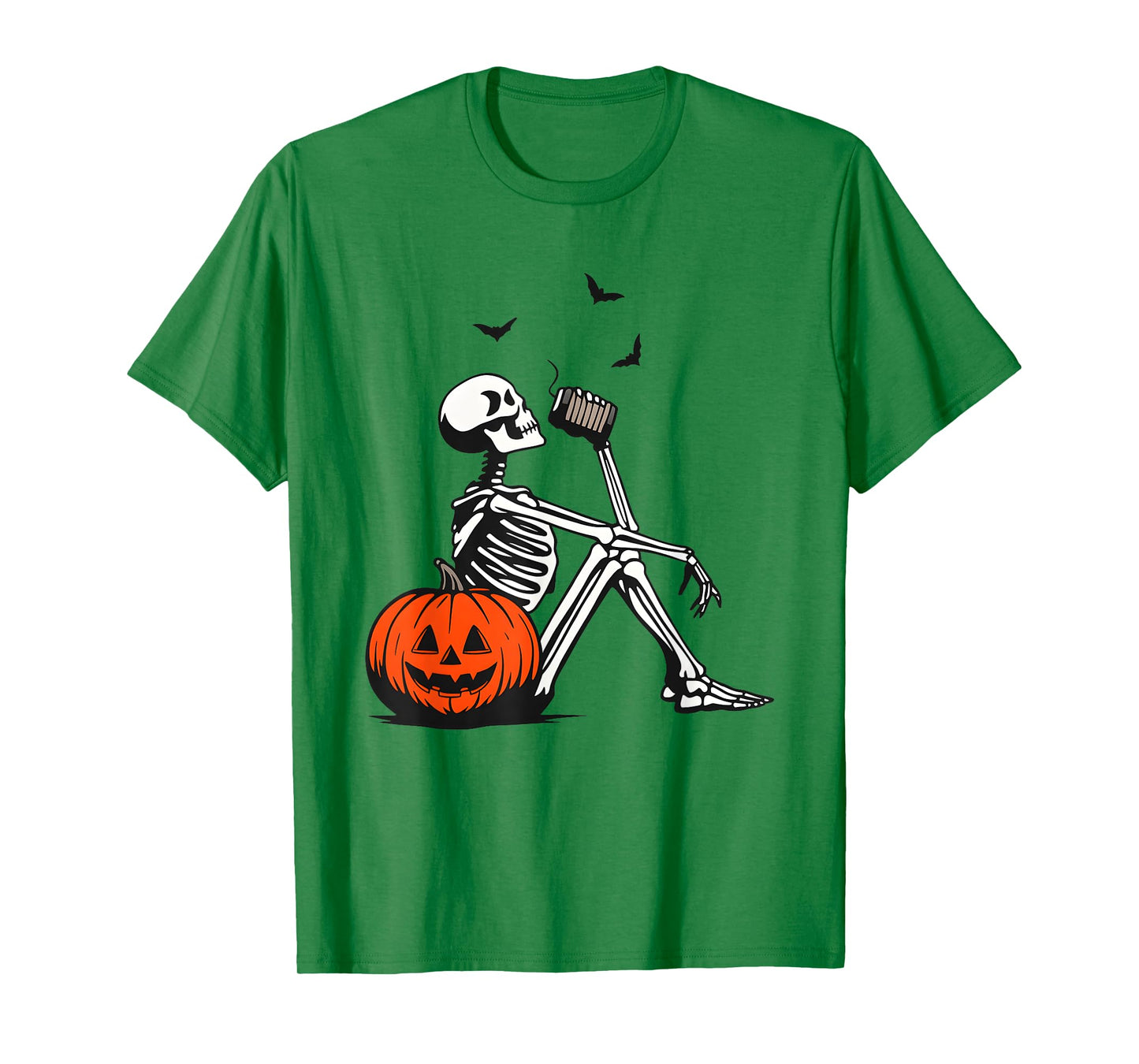 Cute Skeleton Drink Coffee Halloween Vintage T-Shirt