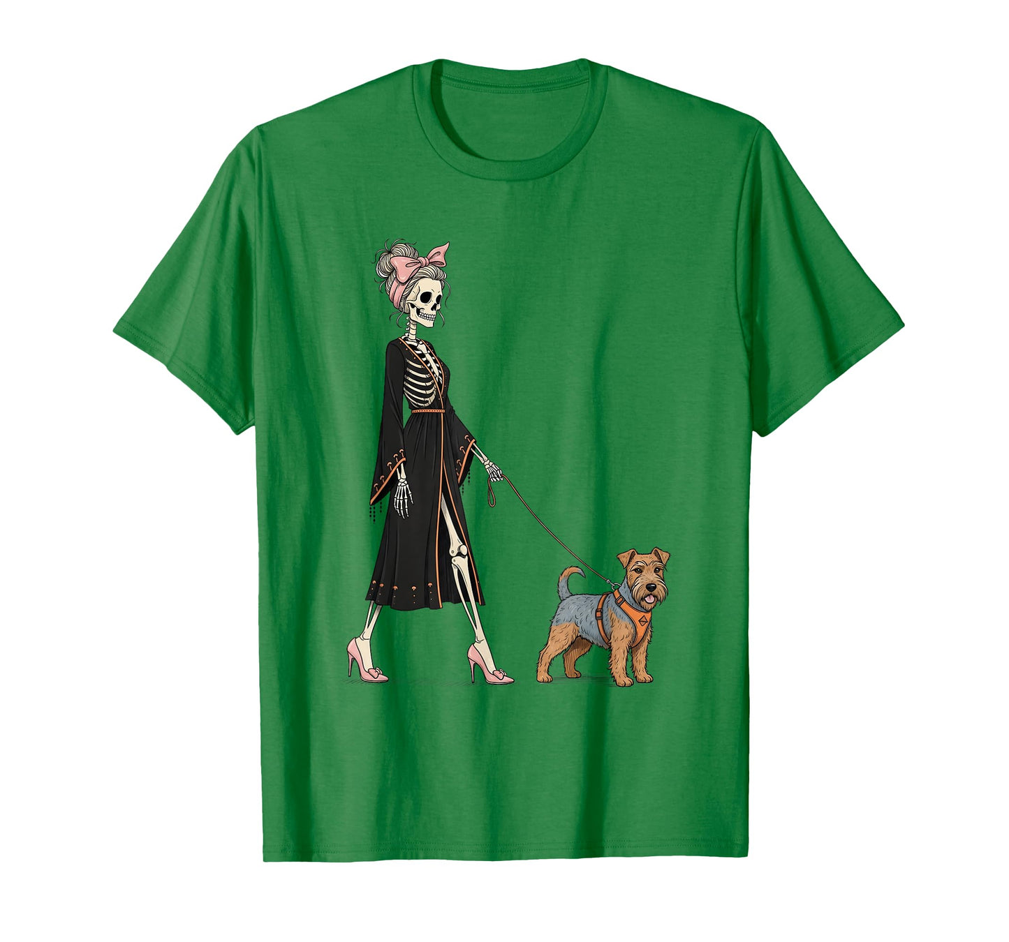 Skeleton Glen of Imaal Terrier Dog Walking Halloween Women T-Shirt