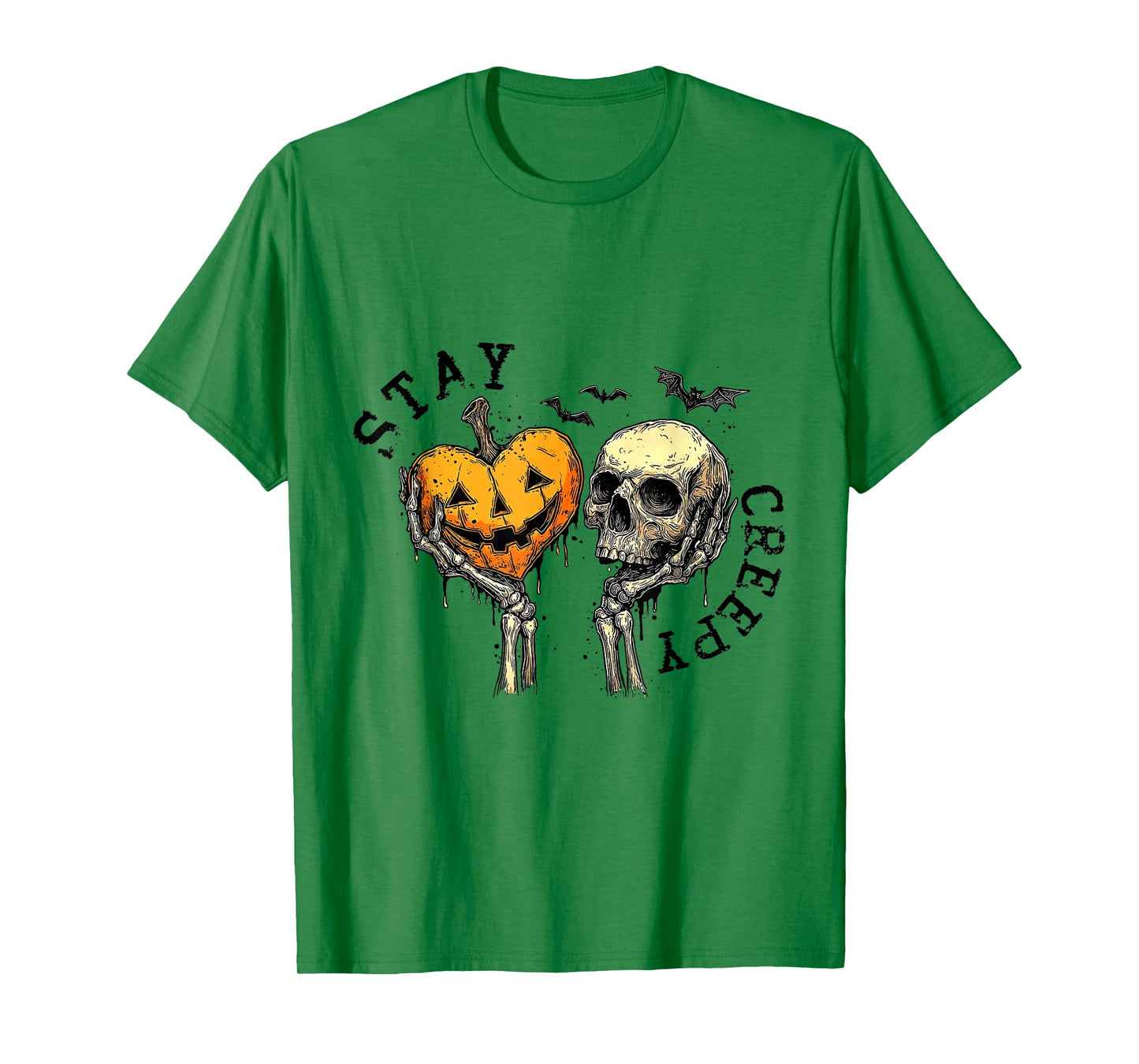 Stay Creepy Pumpkin Heart Skeleton Hand Spooky Halloween T-Shirt