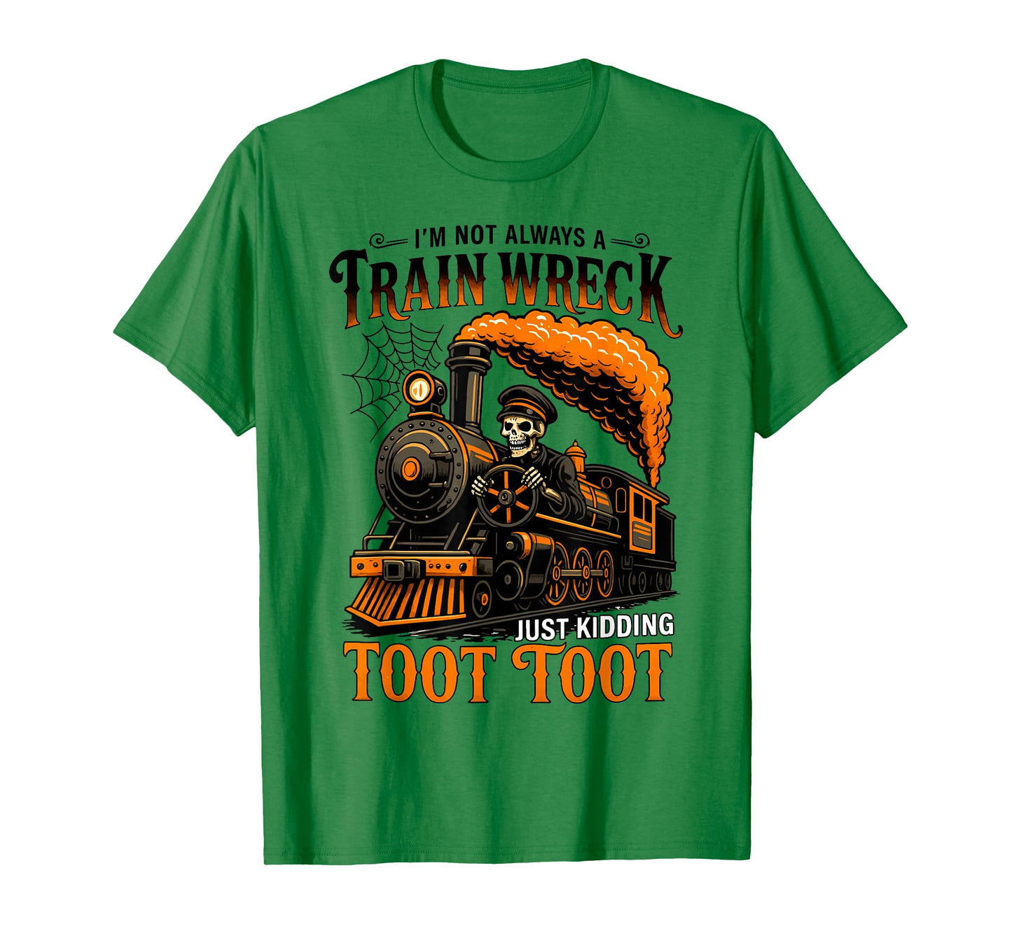 Train Wreck Skeleton Toot Toot Funny Halloween Costume T-Shirt