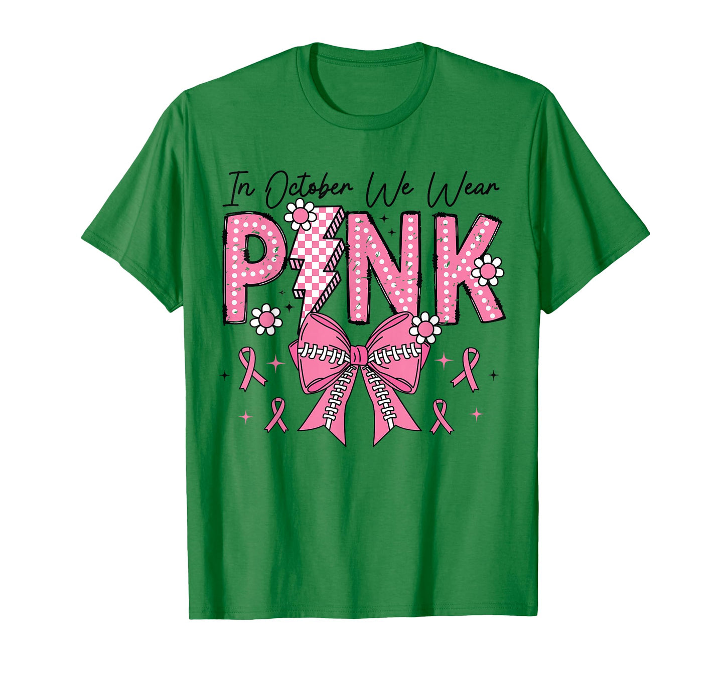 in October We Wear Pink Breast Cancer Awareness T-Shirt