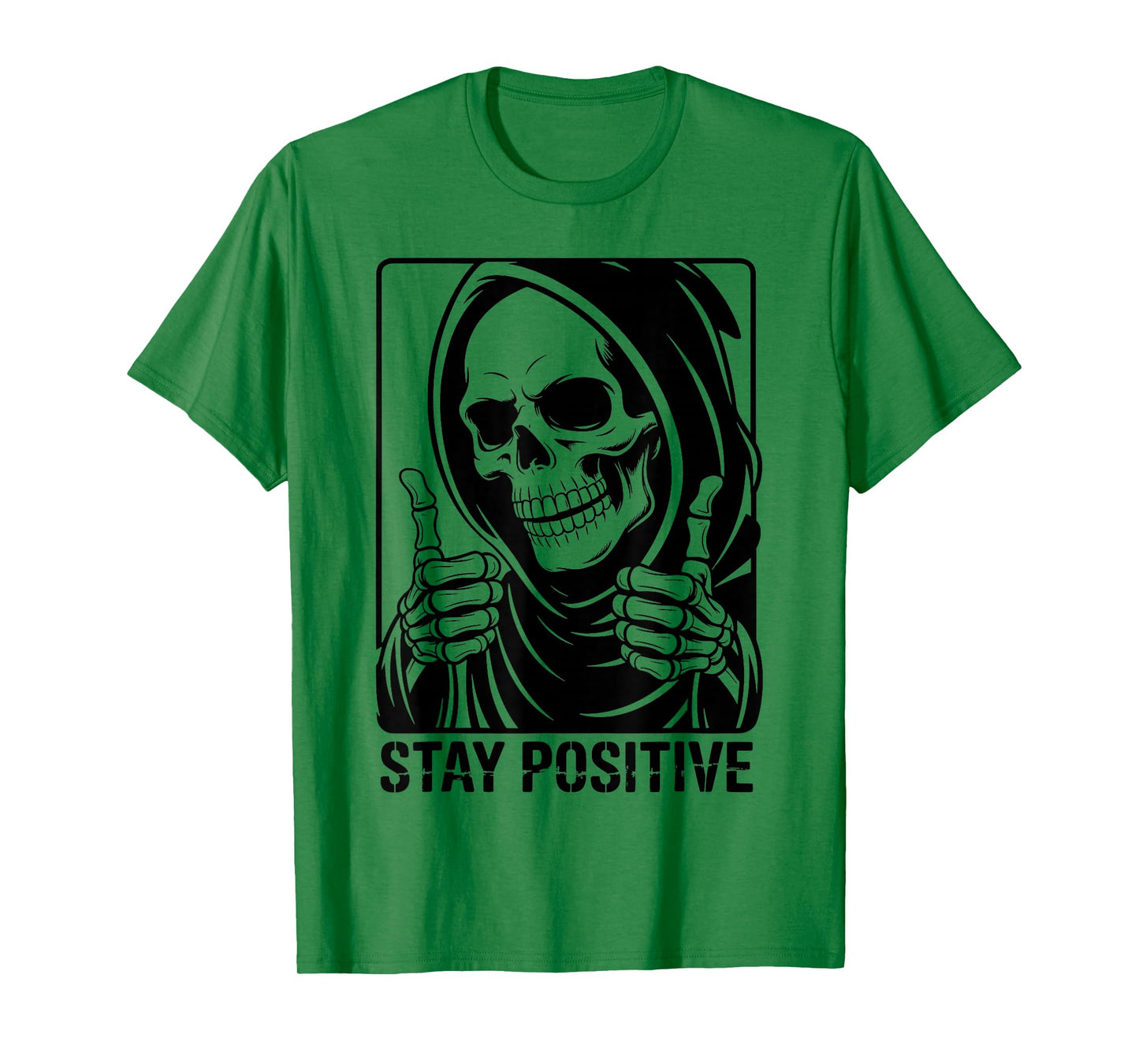 Skull Stay Positive Skeleton Halloween Motivational T-Shirt