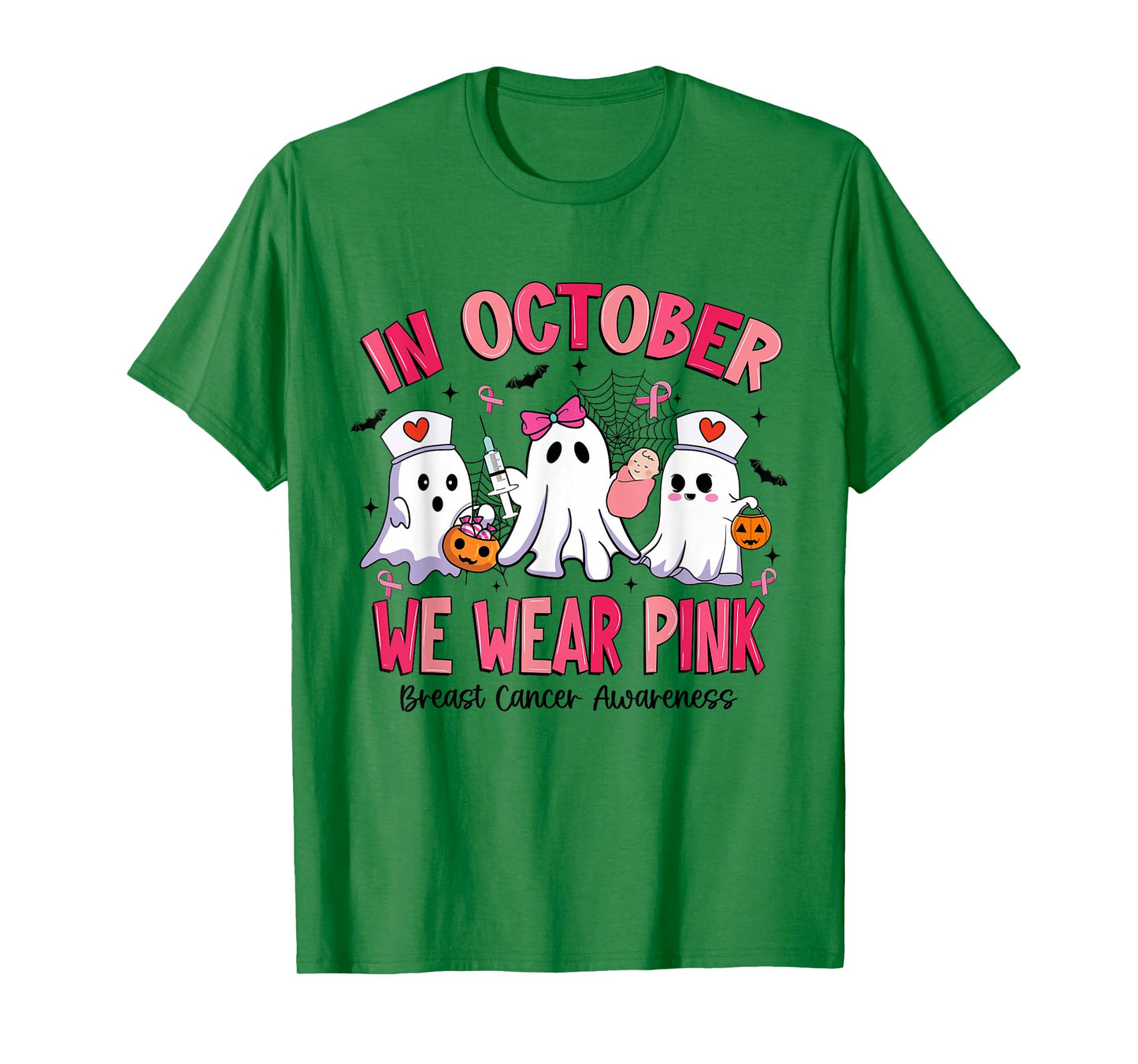 in October We Wear Pink Labor Delivery Nurse Breast Cancer T-Shirt