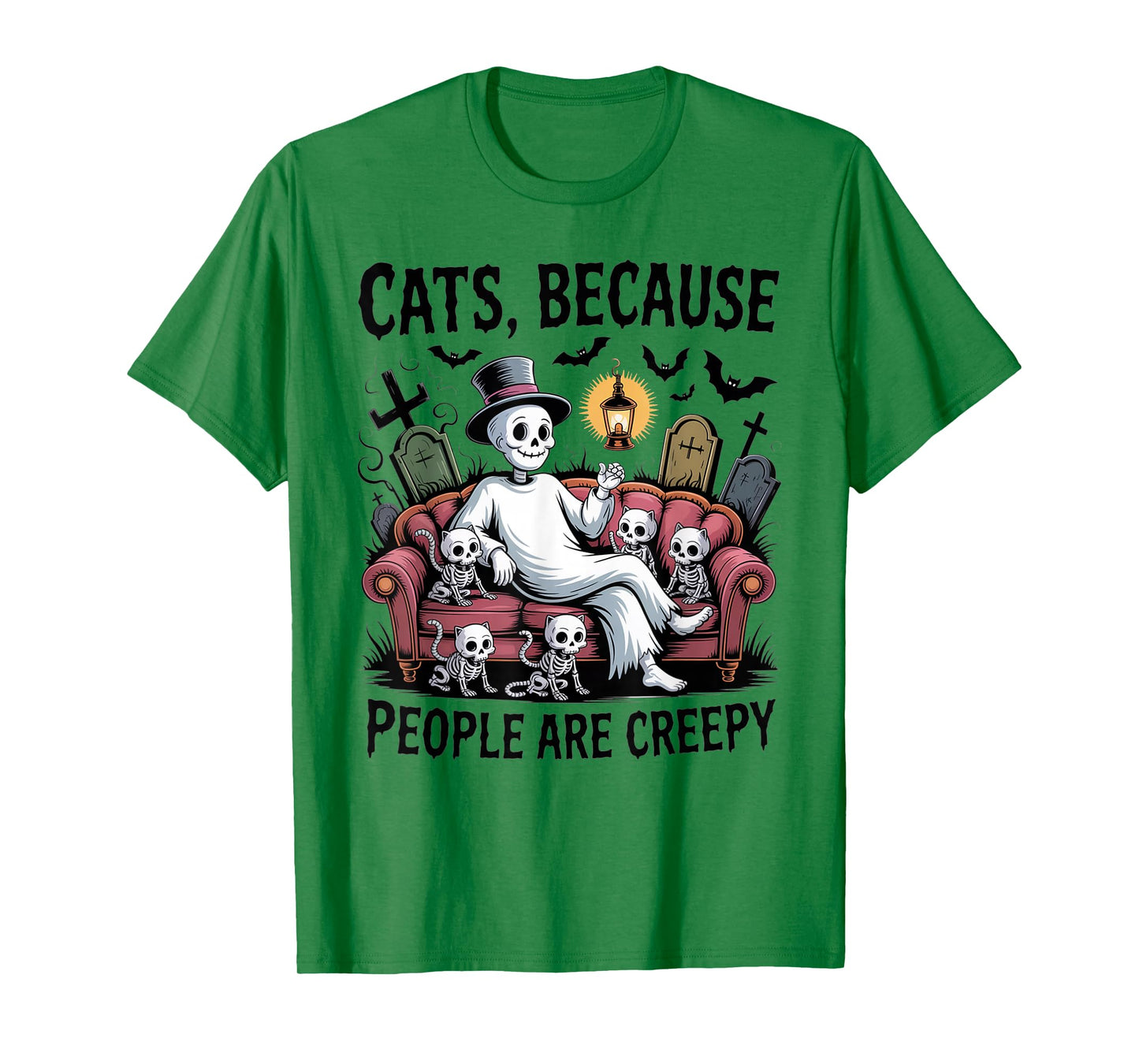 Cats Because People are Creepy Ghost Halloween Cat Mom Kids T-Shirt