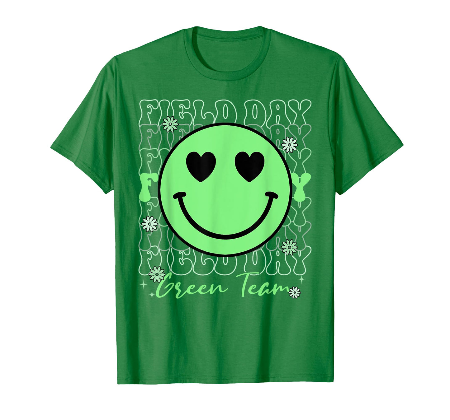Field Day Green Team Smile Face Field Day Games Kids Teacher T-Shirt