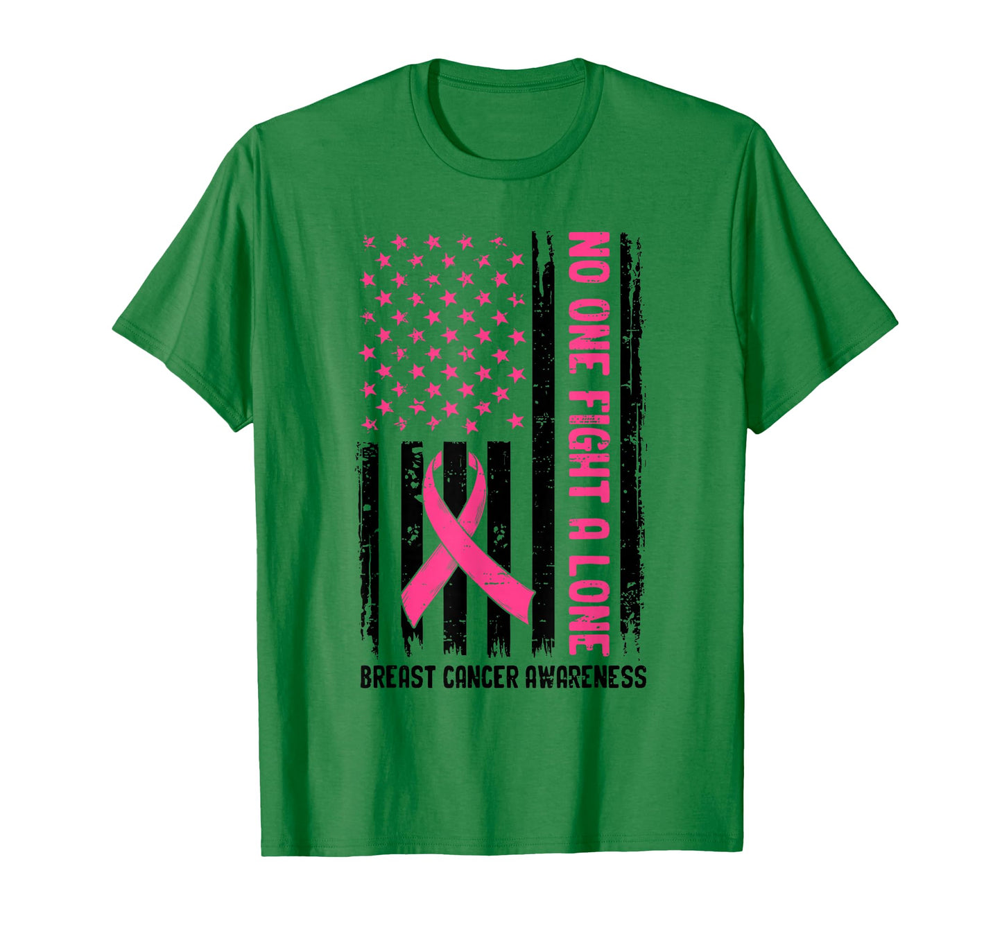Breast Cancer Awareness USA Flag Pink Ribbon Men Women Kids T-Shirt