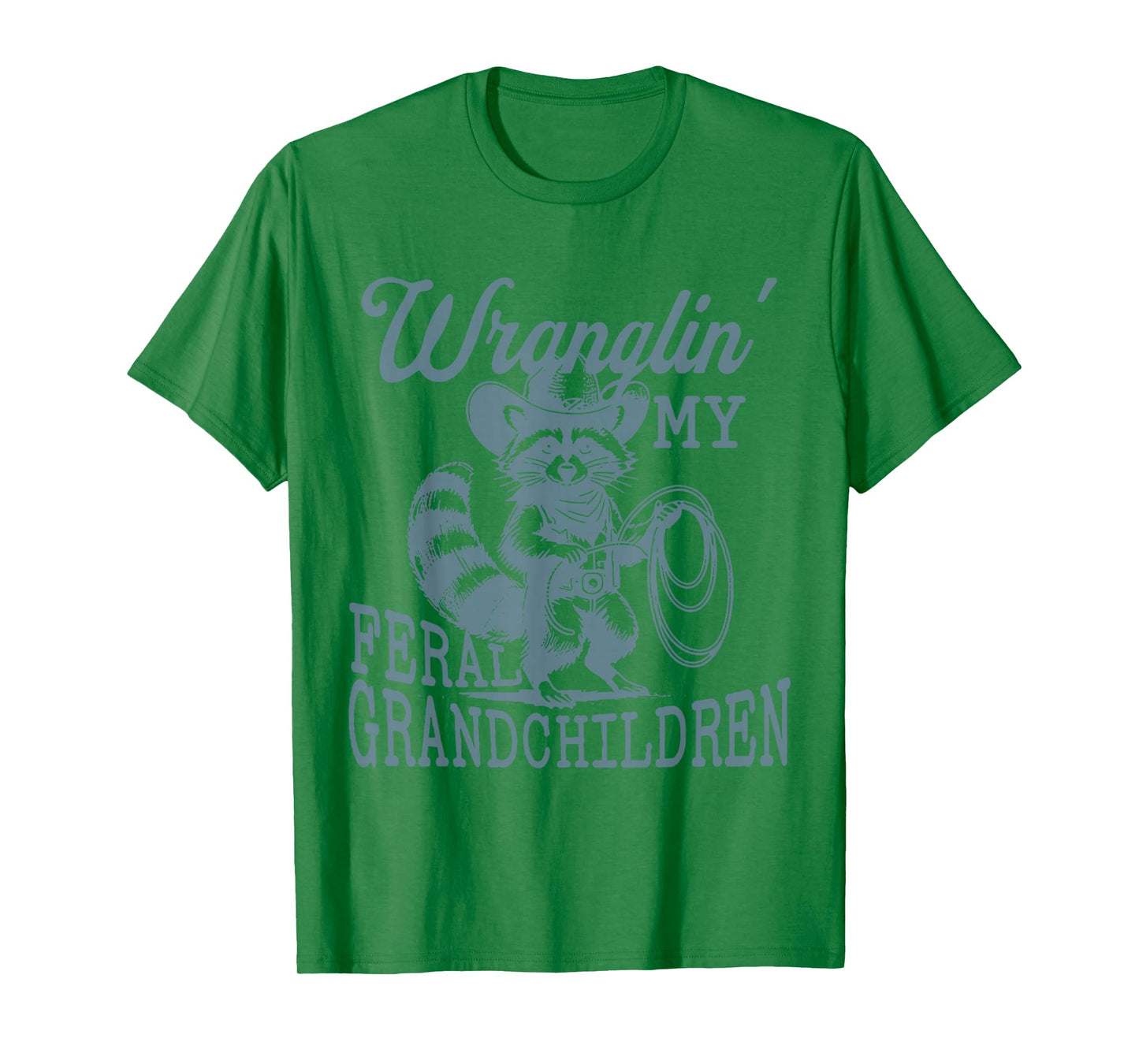 Retro Cowboy Wranglin' My Feral Grandchildren Raccoon Lover T-Shirt