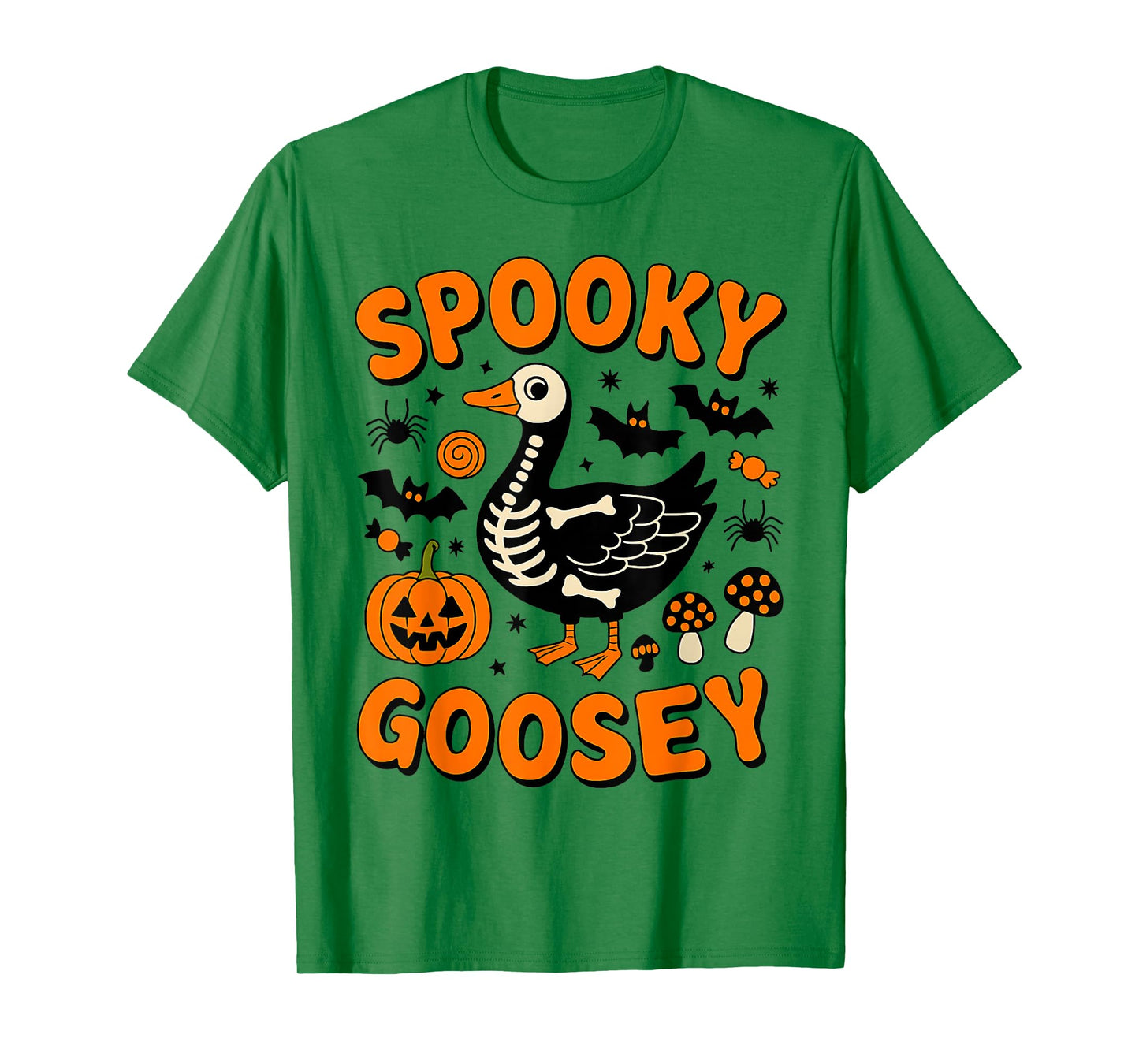 Halloween Spooky Goosey Pumpkin Funny Silly Goose Skeleton T-Shirt