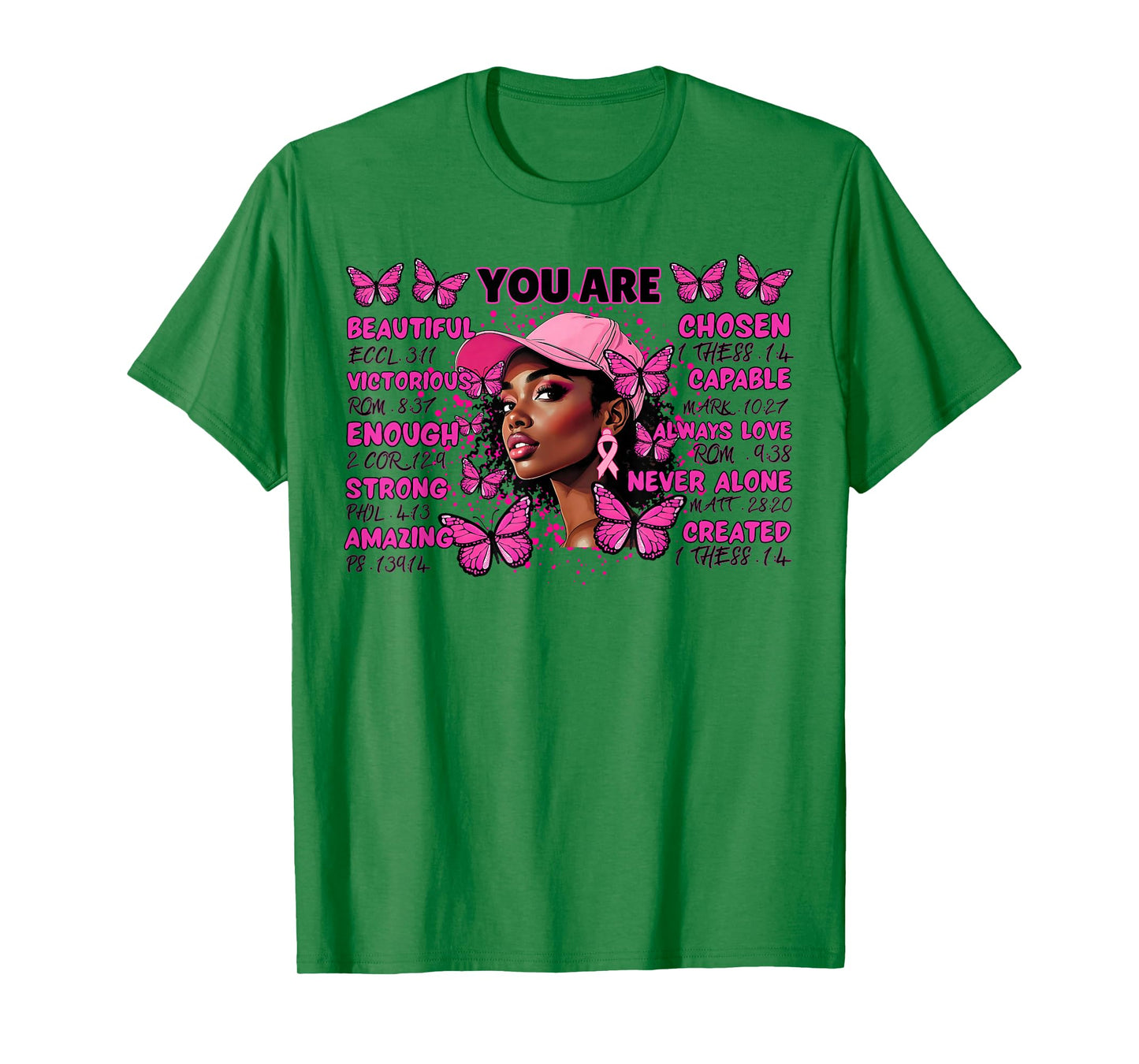 African American Women Breast Cancer Awareness Butterflies T-Shirt