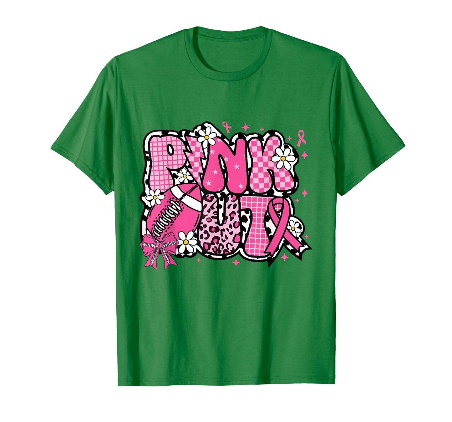 Pink Out Football Coquette Bow Breast Cancer Awareness T-Shirt