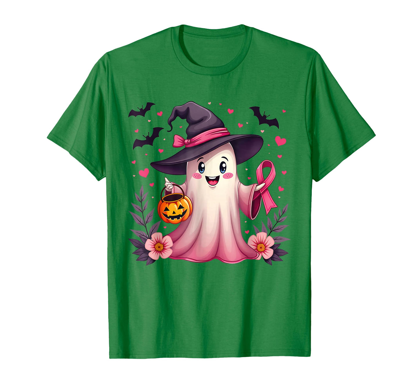 in October We Wear Pink Breast Cancer Awareness Halloween T-Shirt