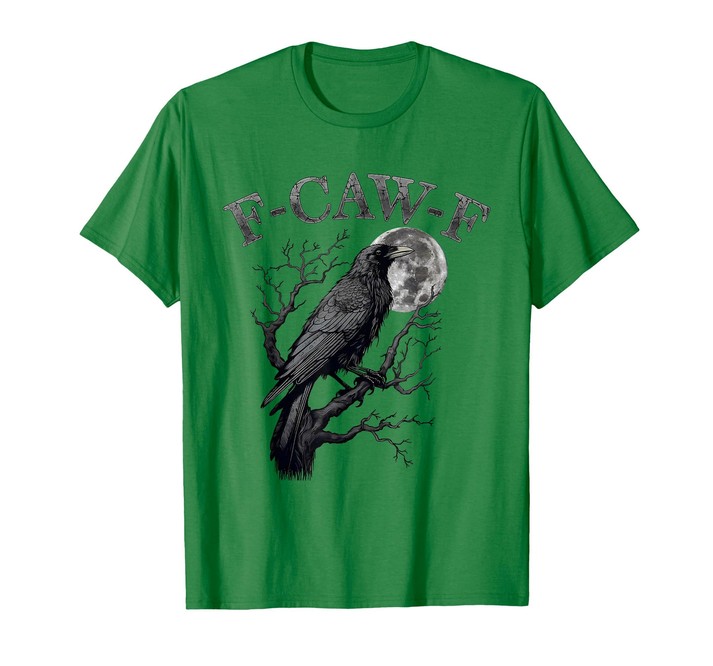 Black Crow, F-Caw-F Funny Black Raven Bird Moon Graphic Art T-Shirt