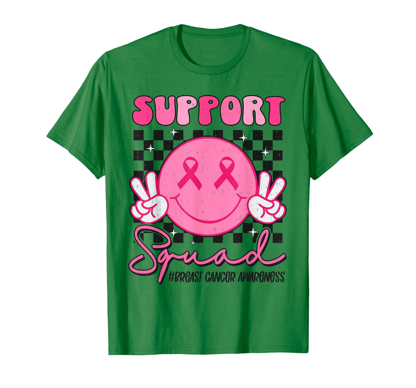 Support Squad Smile Face Breast Cancer Awareness Pink Ribbon T-Shirt