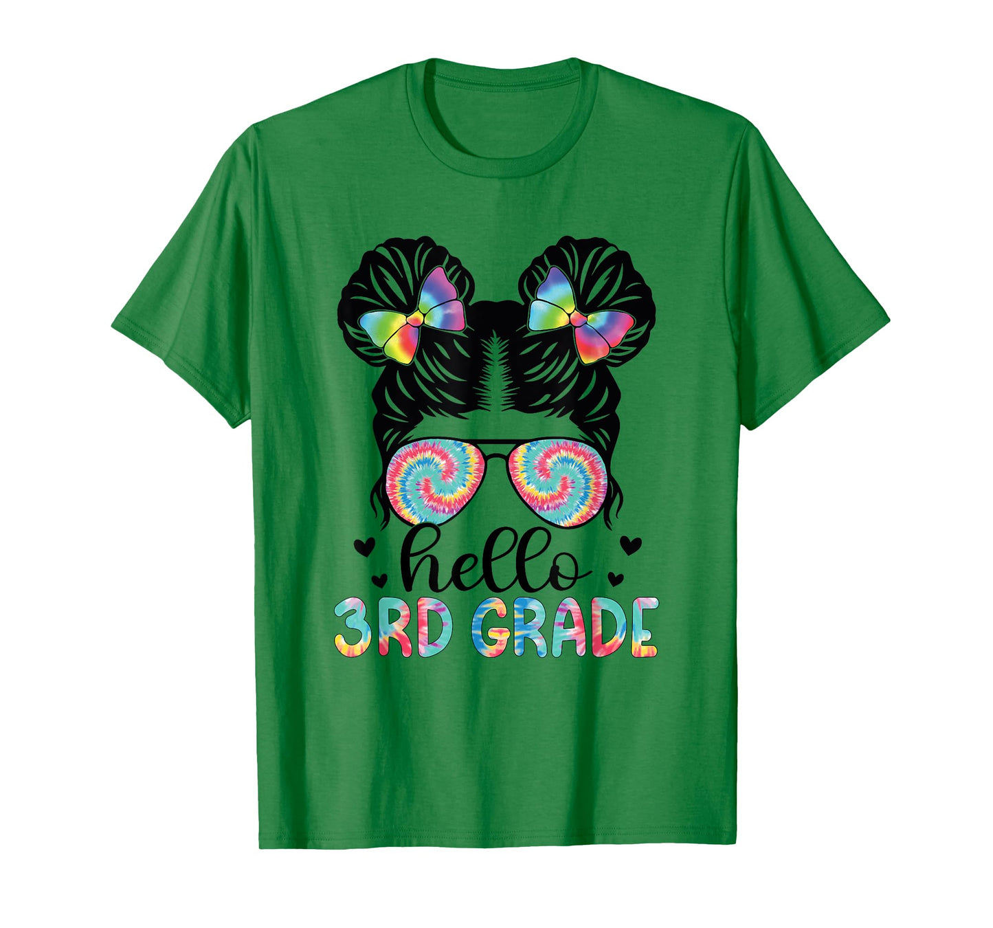 Hello 3rd Grade Messy Bun Third Grade Back To School Girls T-Shirt