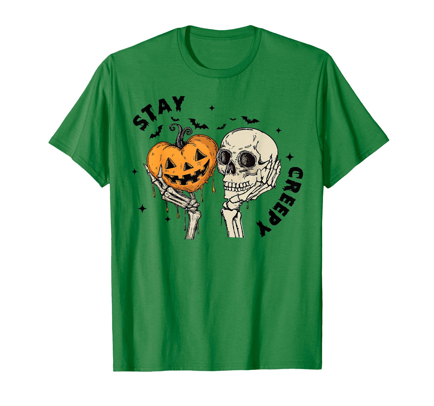 Stay Creepy, Retro Dripping Heart Halloween, Skeleton Hand T-Shirt