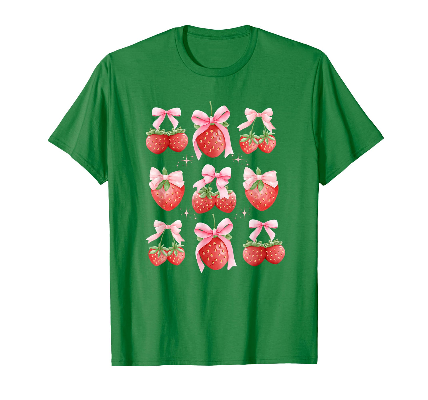 Cute Pink Bow Coquette Strawberry Clean Girl Aesthetic T-Shirt