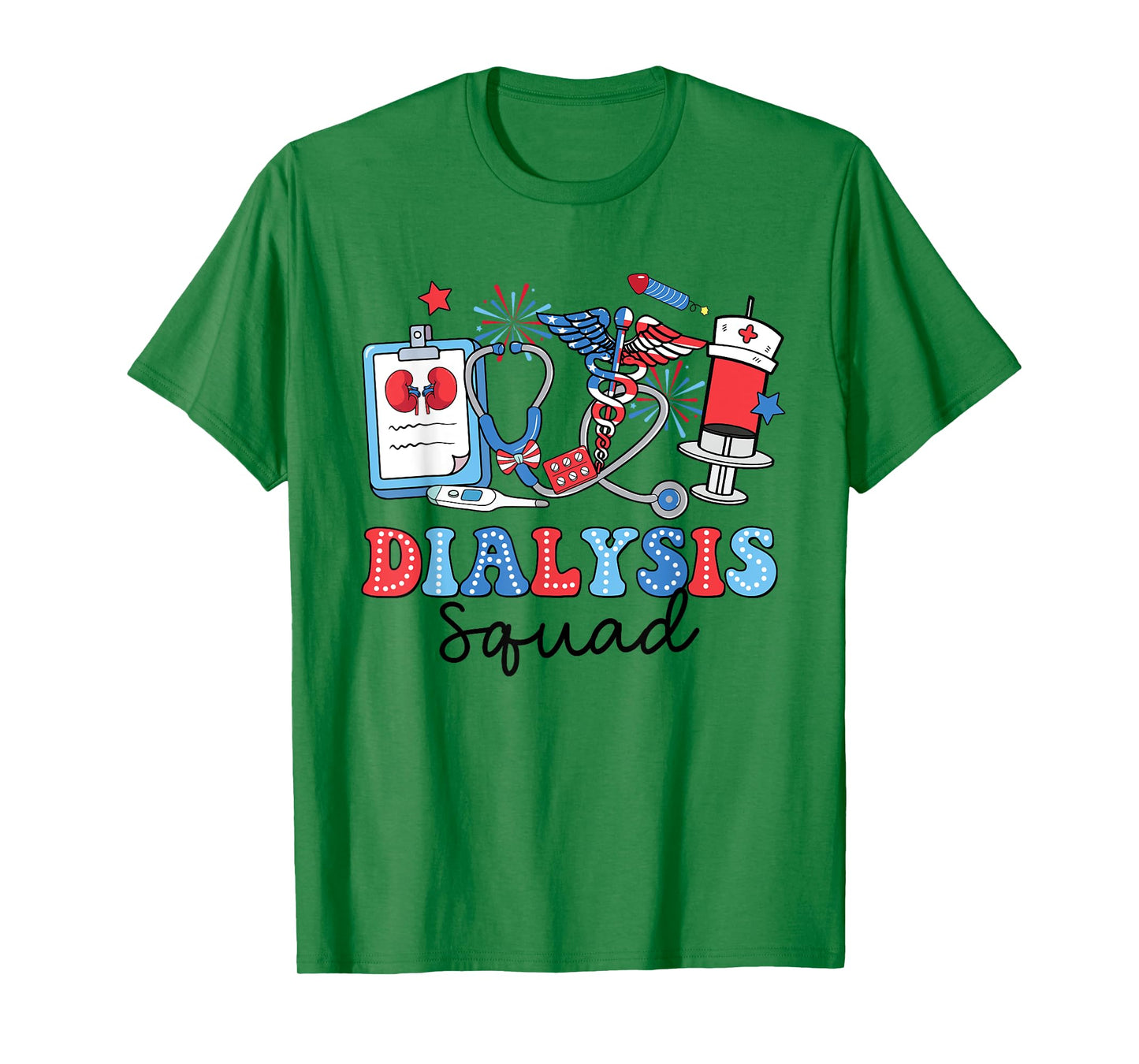 Retro Dialysis Squad USA Flag Dialysis Nurse 4th Of July Women Men T-Shirt