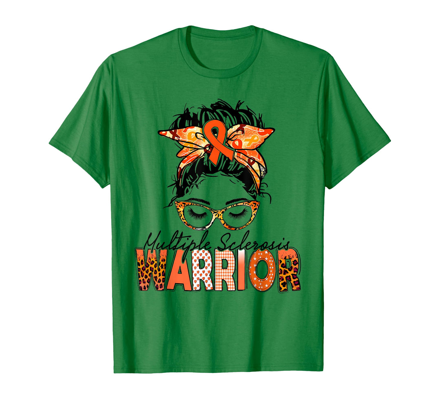 Womens MS Warrior Messy Bun - Multiple Sclerosis Awareness T-Shirt