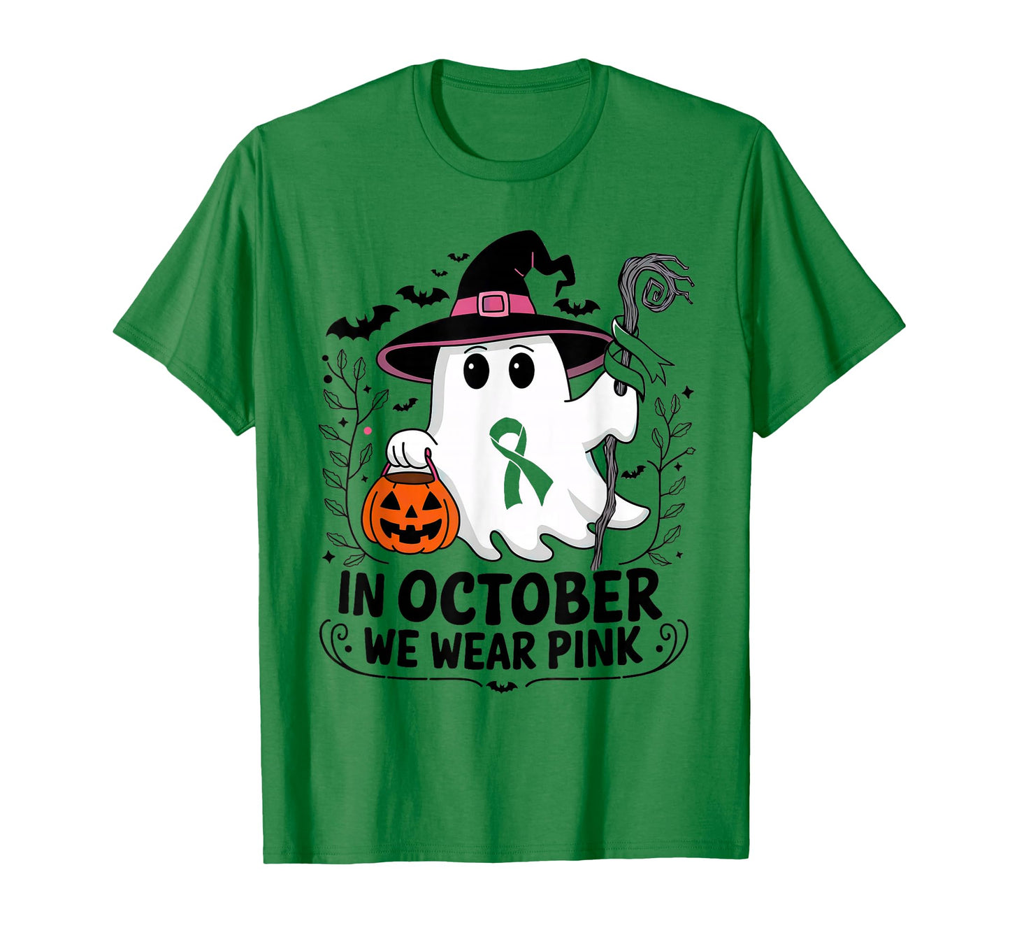 In October We Wear Pink Breast Cancer Awareness Halloween T-Shirt
