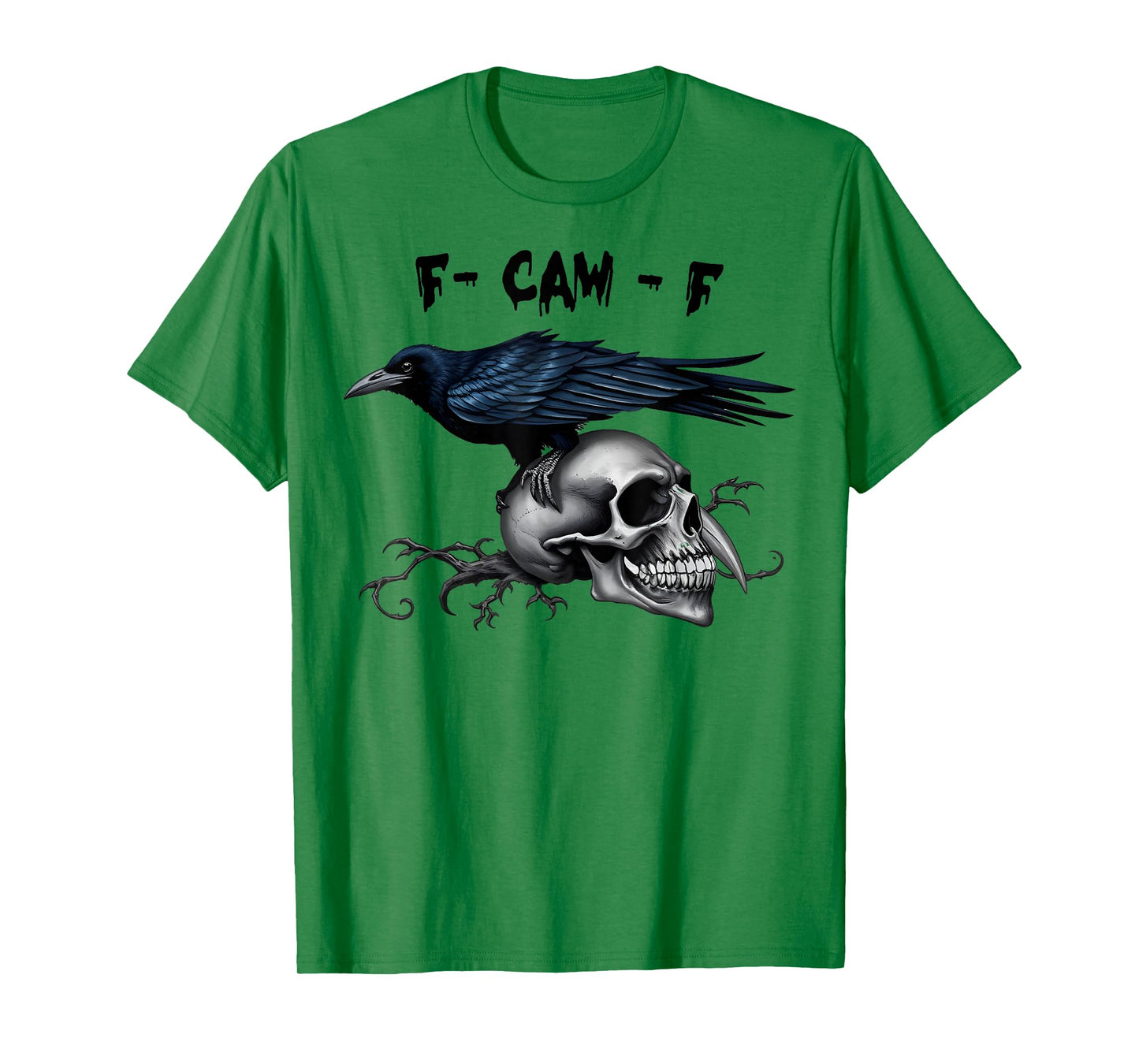 Funny F Caw F Raven Bird Skull Graphic Halloween Crow Pun T-Shirt