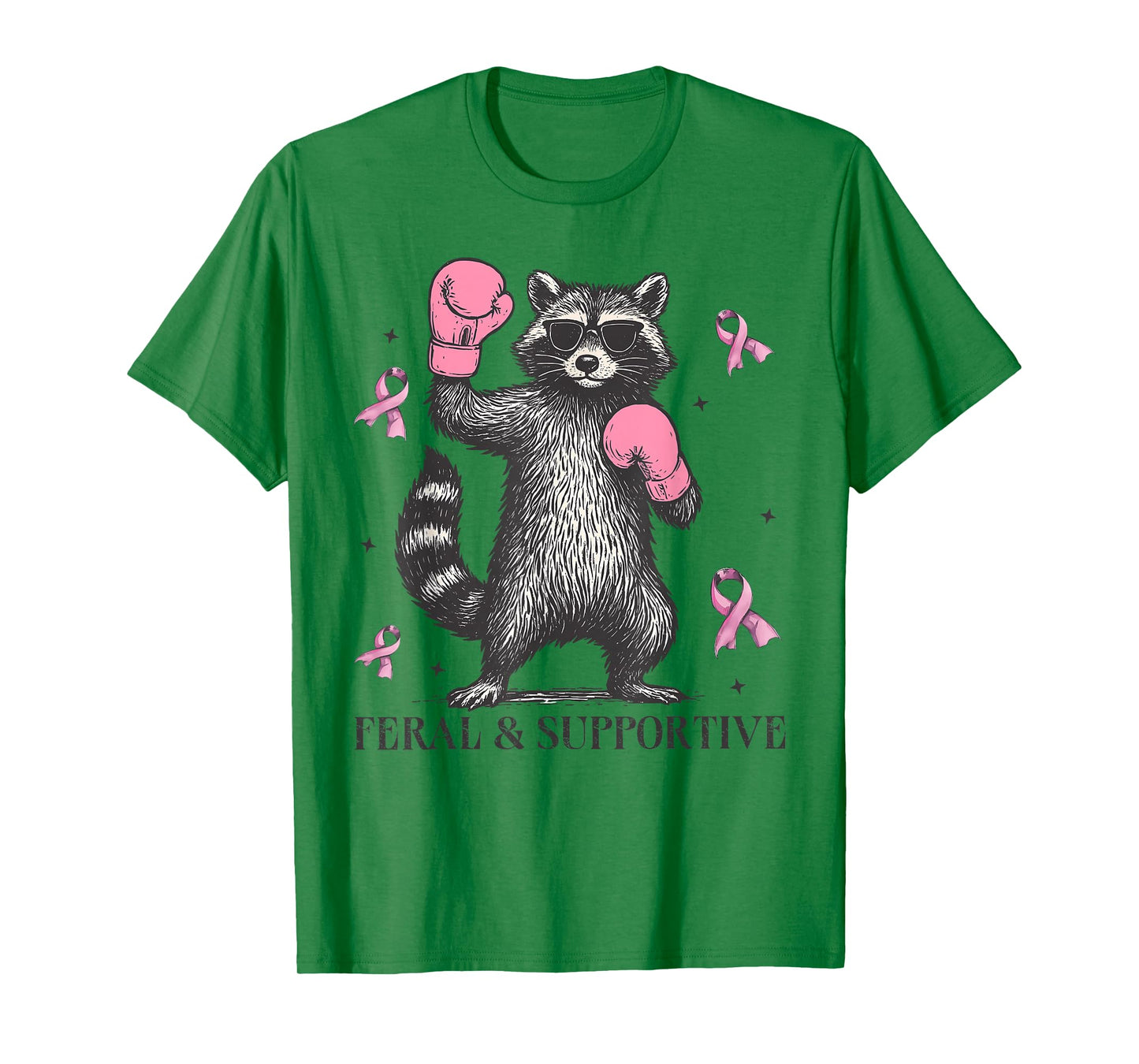 Feral and Supportive Breast Cancer Support Squad Raccoon T-Shirt