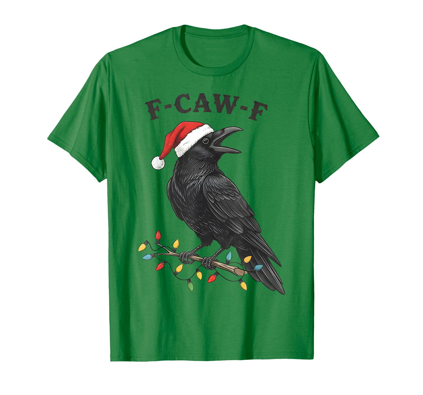Vintage Raven Christmas, F-Caw-F Crow Santa Hat Xmas Funny T-Shirt