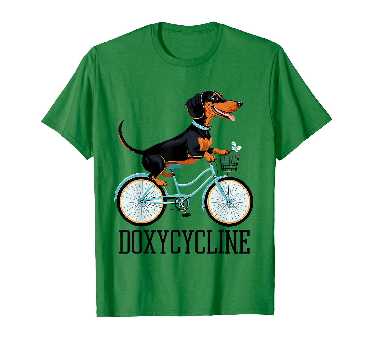 Dachshund on Bicycle Doxycycline Pharmacy Pun DogPharmacist T-Shirt
