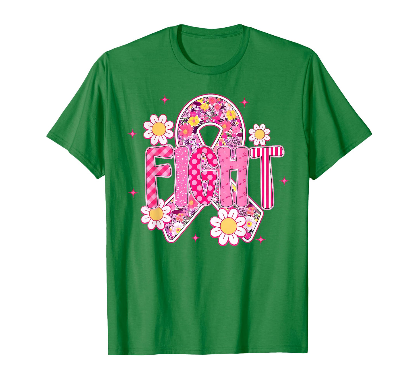 Fight Breast Cancer Awareness Pink Ribbon Floral Girl Women T-Shirt