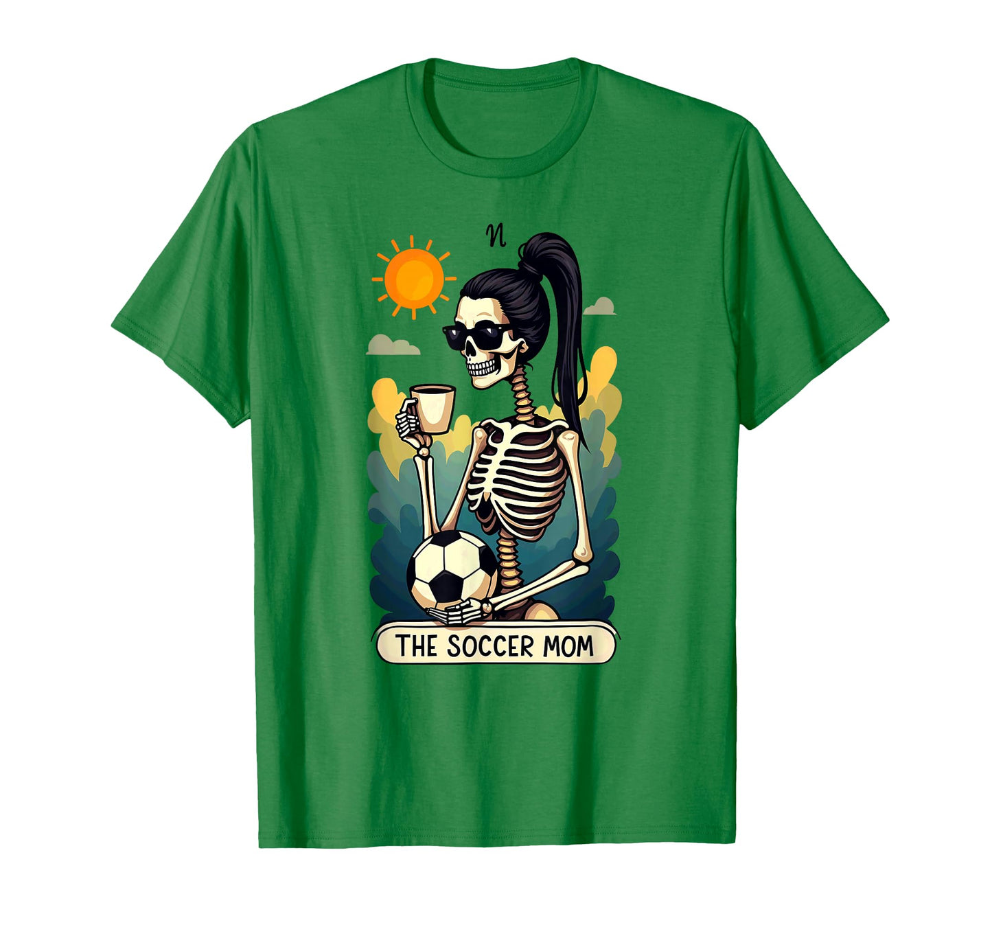 Gothic Tarot Card Skeleton Coffee Soccer Mom T-Shirt