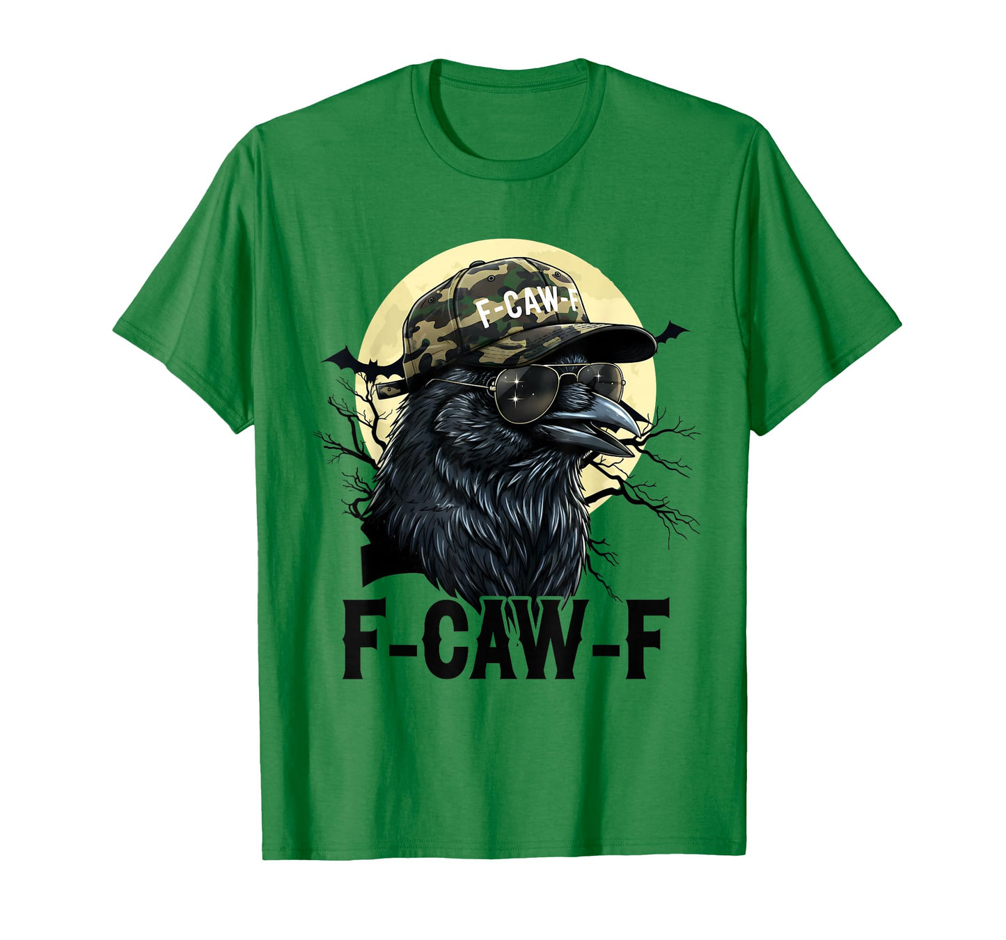 F-Caw-F Funny Halloween Black Crow Adult Humor Bird Camo T-Shirt