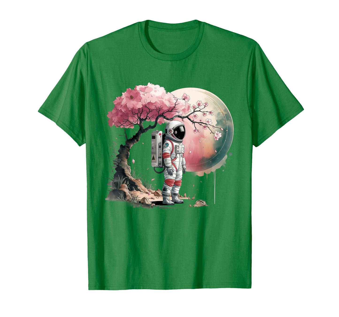 Cherry Blossom Astronaut Japanese Spring Flowers Nature T-Shirt