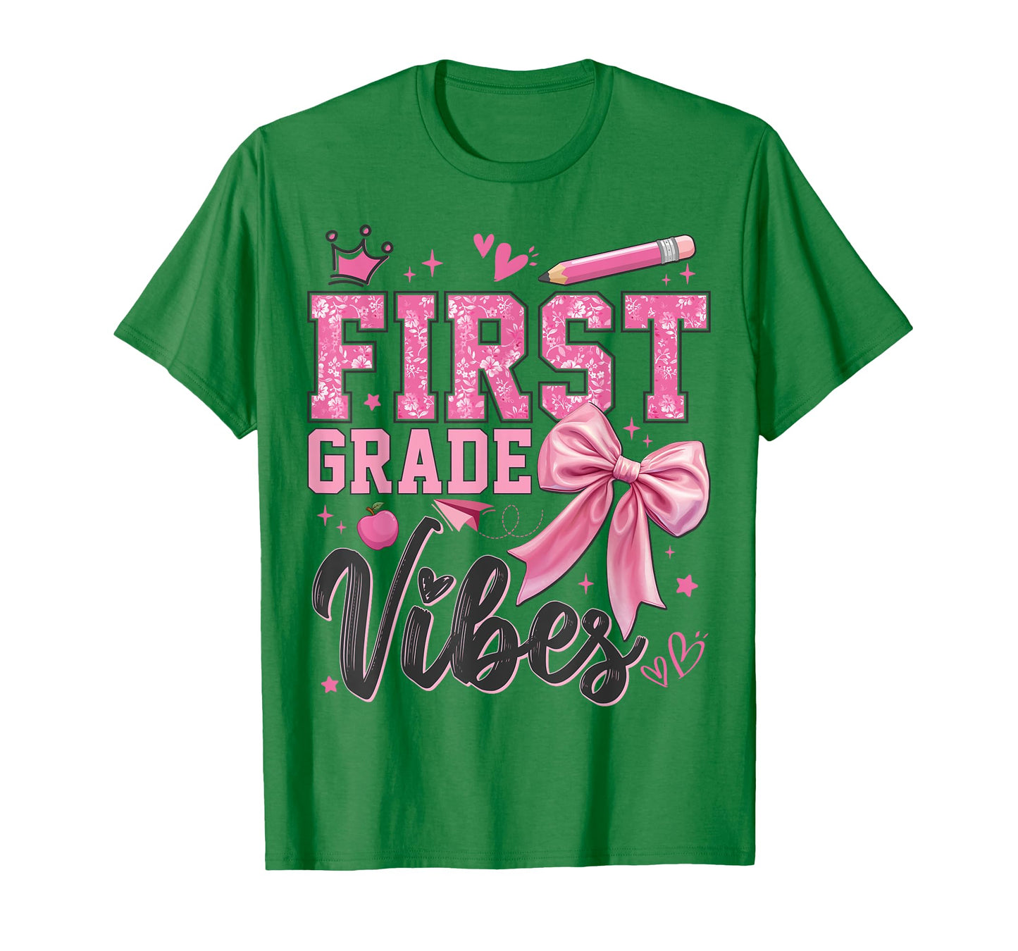 1st First Grade Vibes Back To School Coquette Teacher Girl T-Shirt