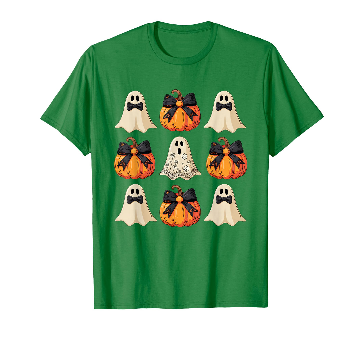 Coquette Bow Pumpkin Autumn Women Girls Halloween Ghost T-Shirt