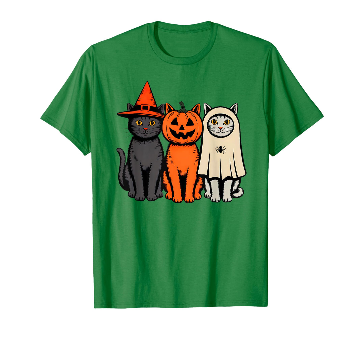 Cute Ghost Halloween Black Cat Witch Hat Pumpkin Women Girls T-Shirt
