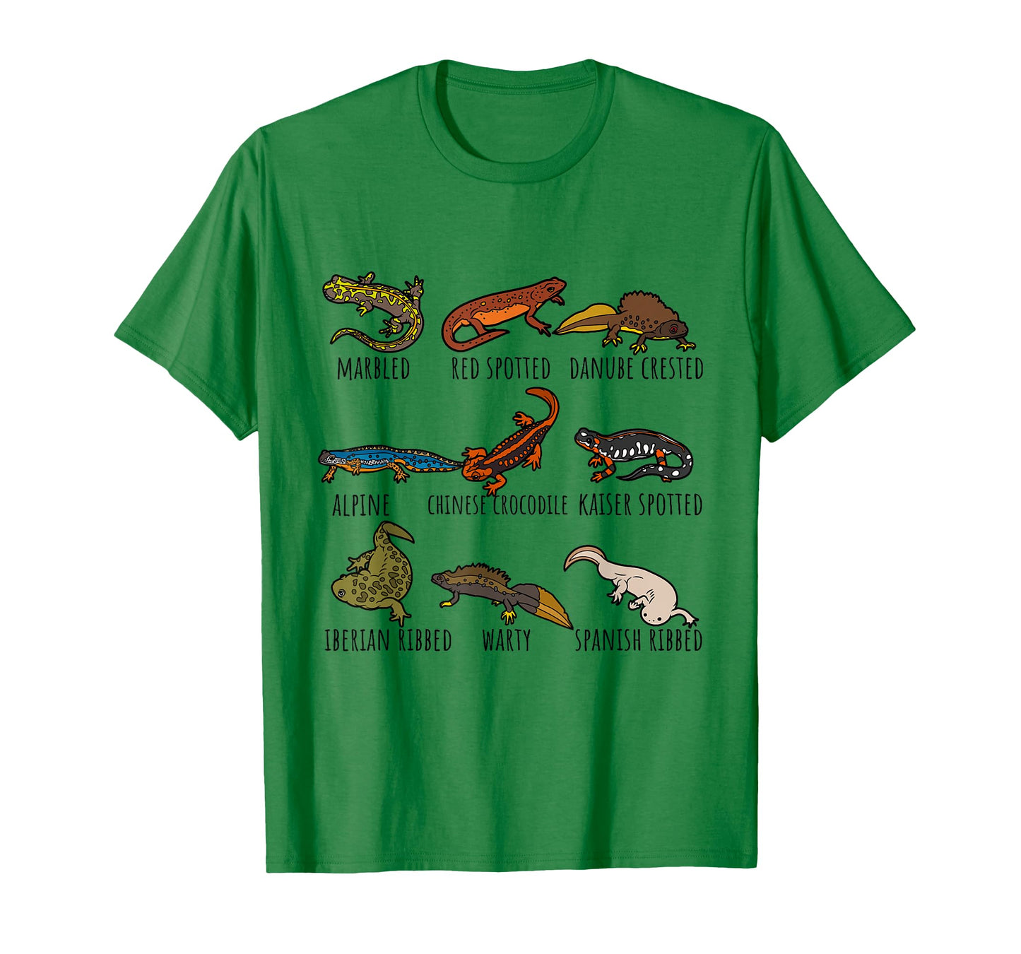 Cute Types Of Newts Salamander Species Chart For Newt Lovers T-Shirt