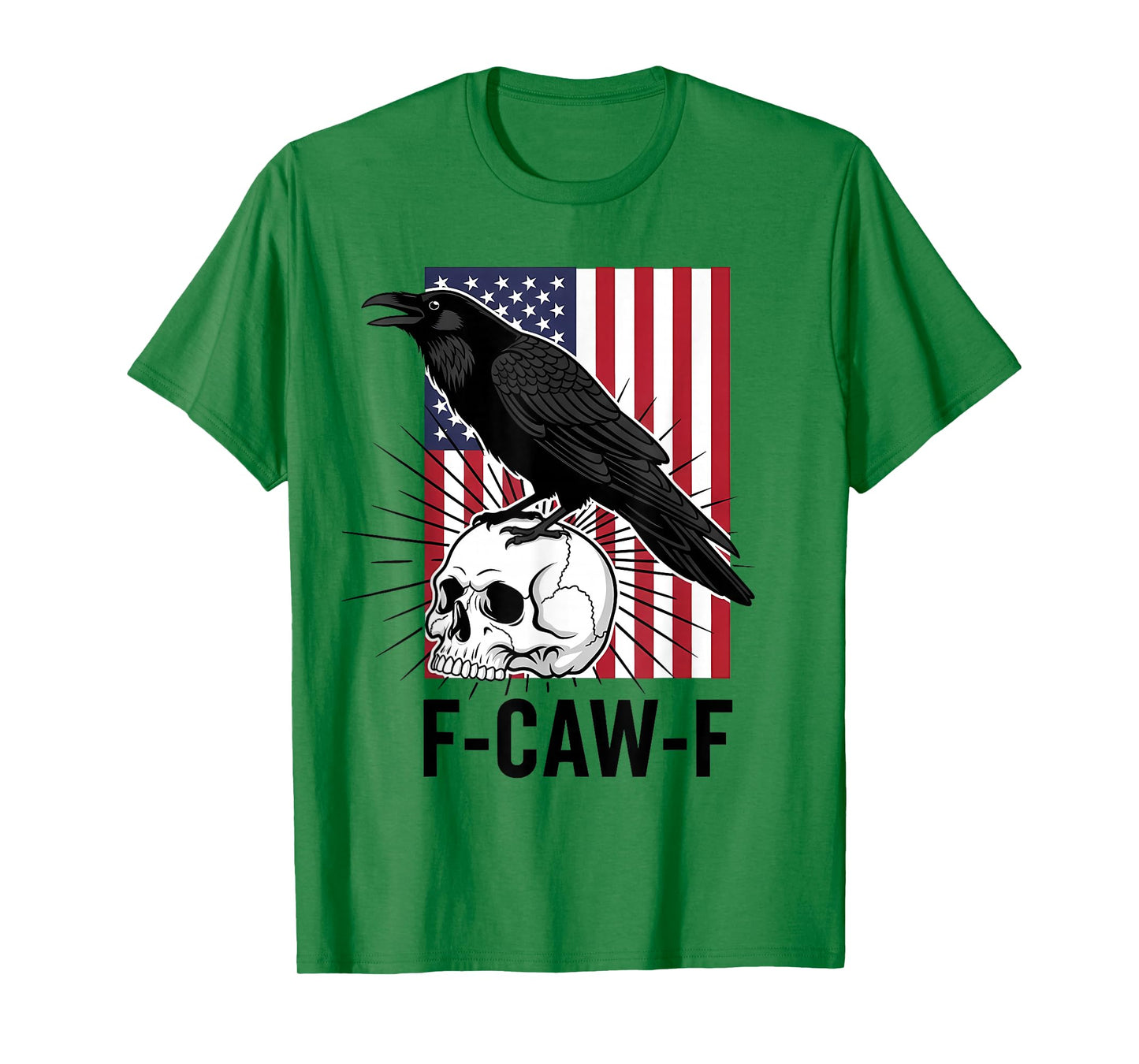 F-Caw-F Crow USA Flag Black Raven Skull FCAWF Bird Lover T-Shirt