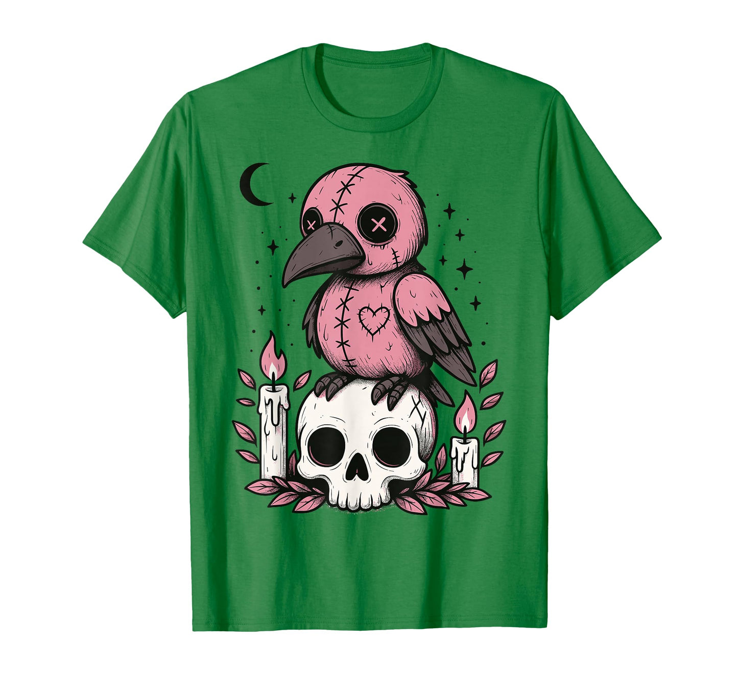 Creepy Cute Pastel Goth Crow Gothic Kawaii Raven Skull T-Shirt