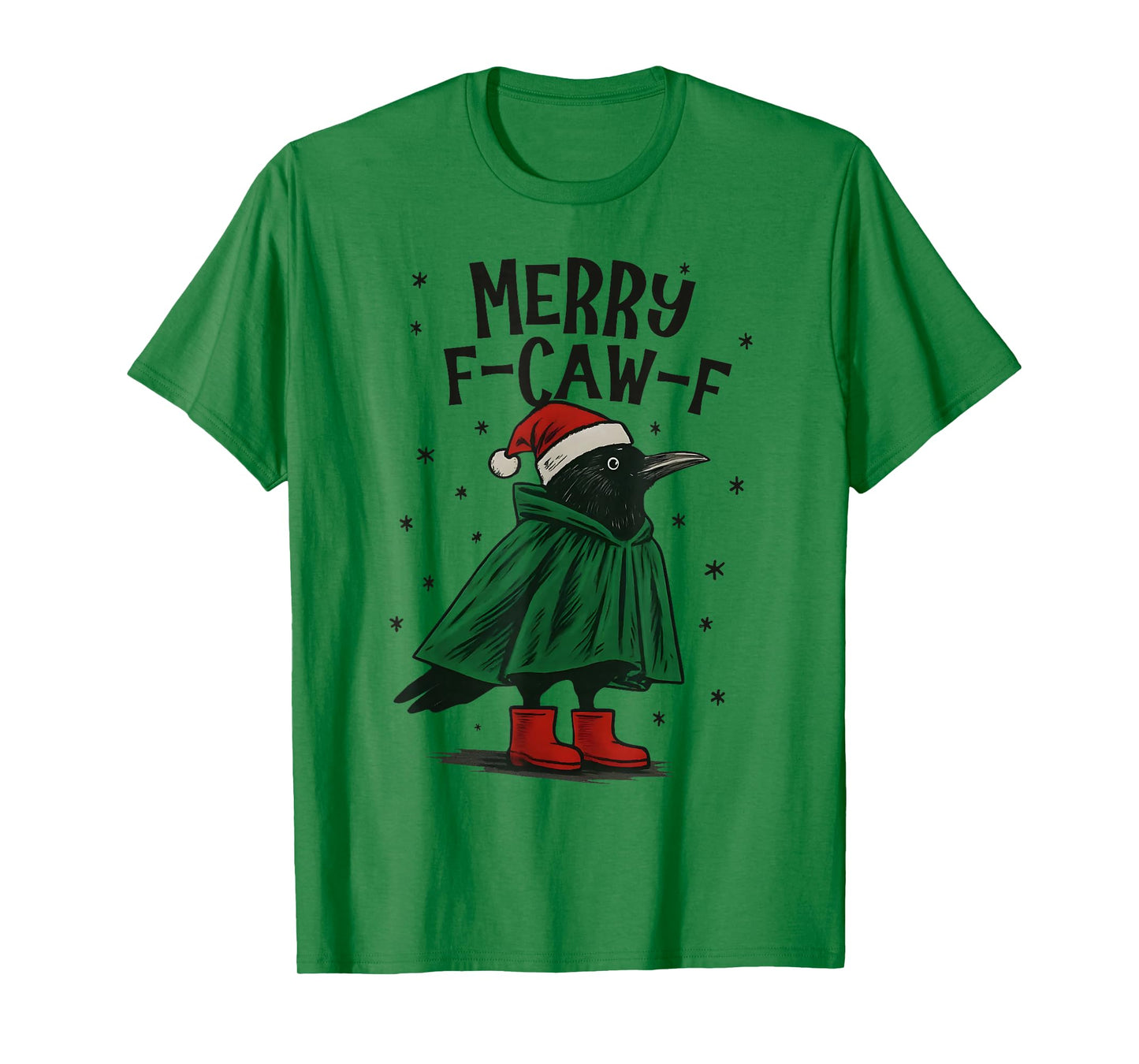 Funny Christmas F-Caw-F Holiday Cute Black Bird Santa Hat T-Shirt