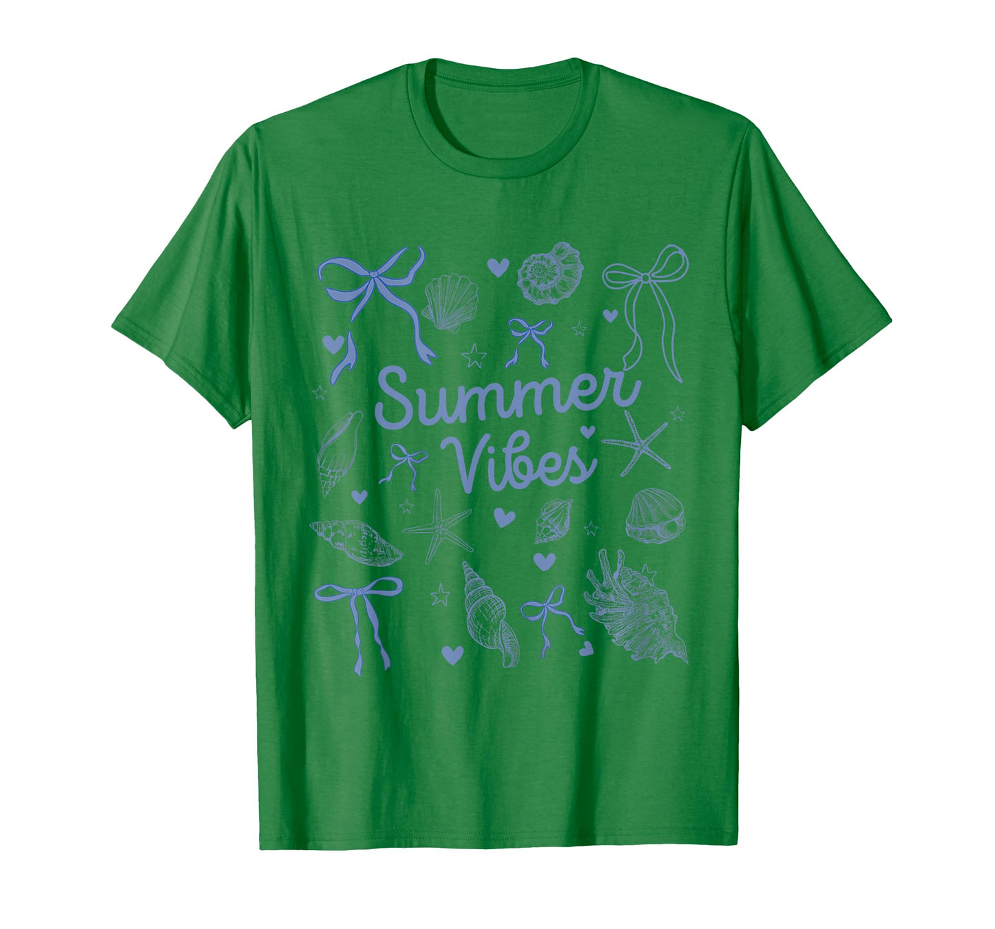 Seashell Coquette Bow Beach Summer Vibes Vacation Family T-Shirt
