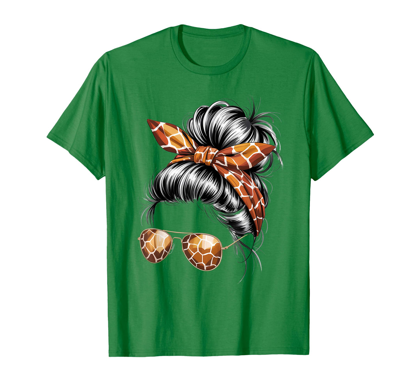 Mimi Life Hair Bandana Glasses Giraffe Print Mother's Day T-Shirt