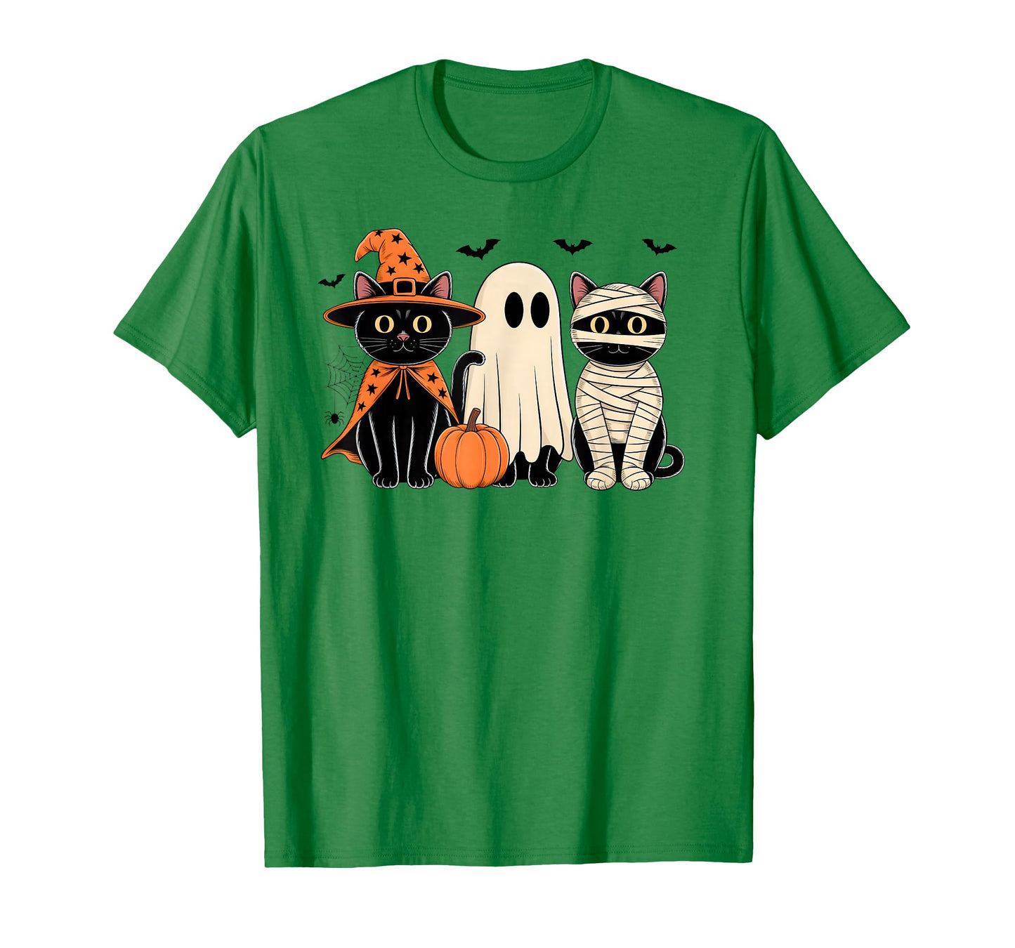Black Cat Ghost Witch Mummy Pumpkin Funny Halloween Costume T-Shirt